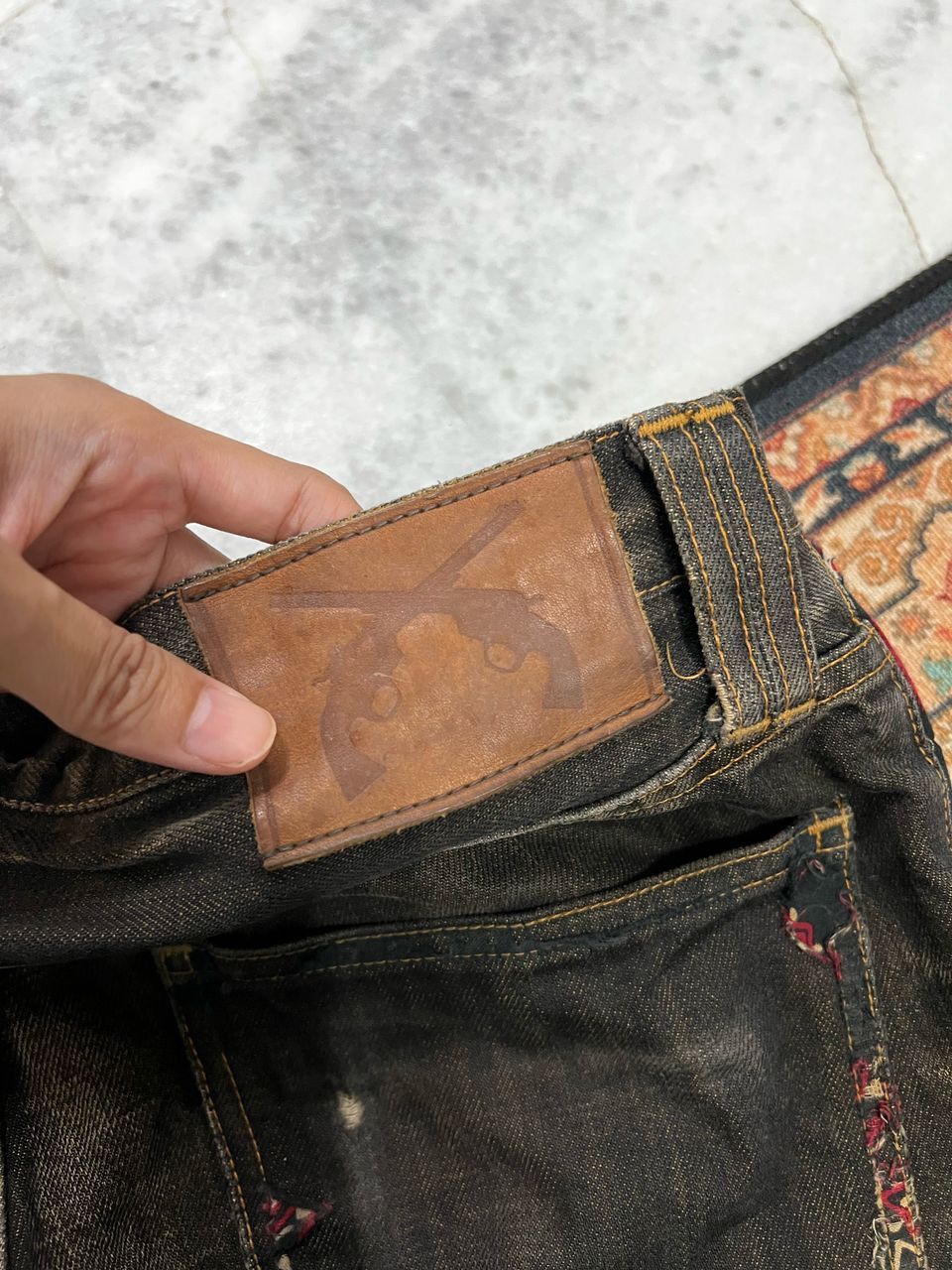 If Six Was Nine × Japanese Brand Vintage Roar Love And Peace Distress Denim Jeans Size US 32 / EU 48 - 10 Thumbnail