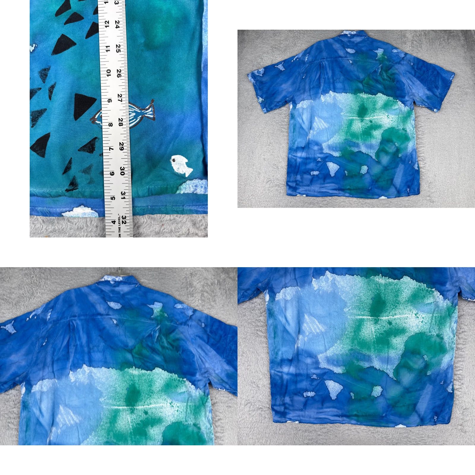 Vintage VINTAGE Crazy Fish Shirt Men 2XL XXL Blue Ocean Hawaiian Button Cotton Made USA Size US XXL / EU 58 / 5 - 9 Thumbnail