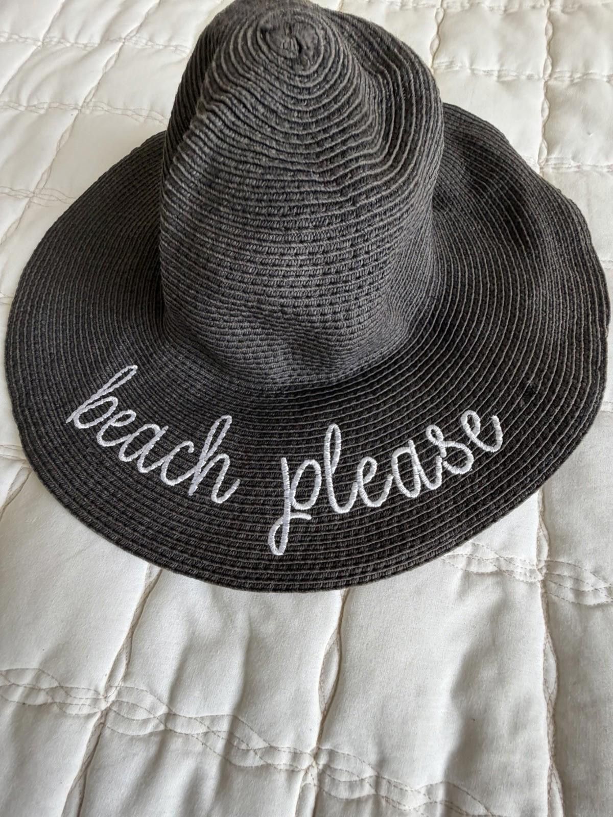 Other Women’s Black Sun Hat “Beach Please” Sun Hat OS Size ONE SIZE - 2 Thumbnail
