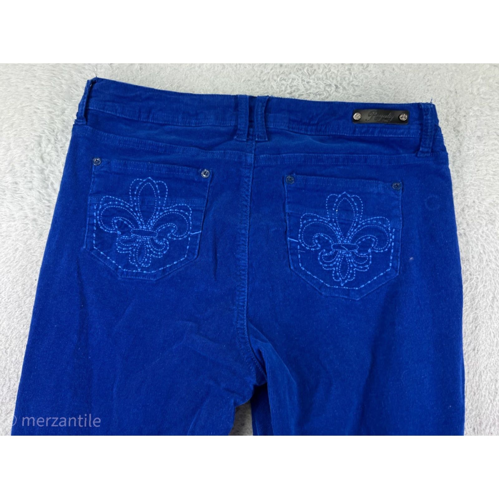 Vintage YMI Pants Womens 14 Blue Corduroy Cotton Blend Straight Leg Fleur De Lis Shirt Size 30" / US 8 / IT 44 - 3 Thumbnail