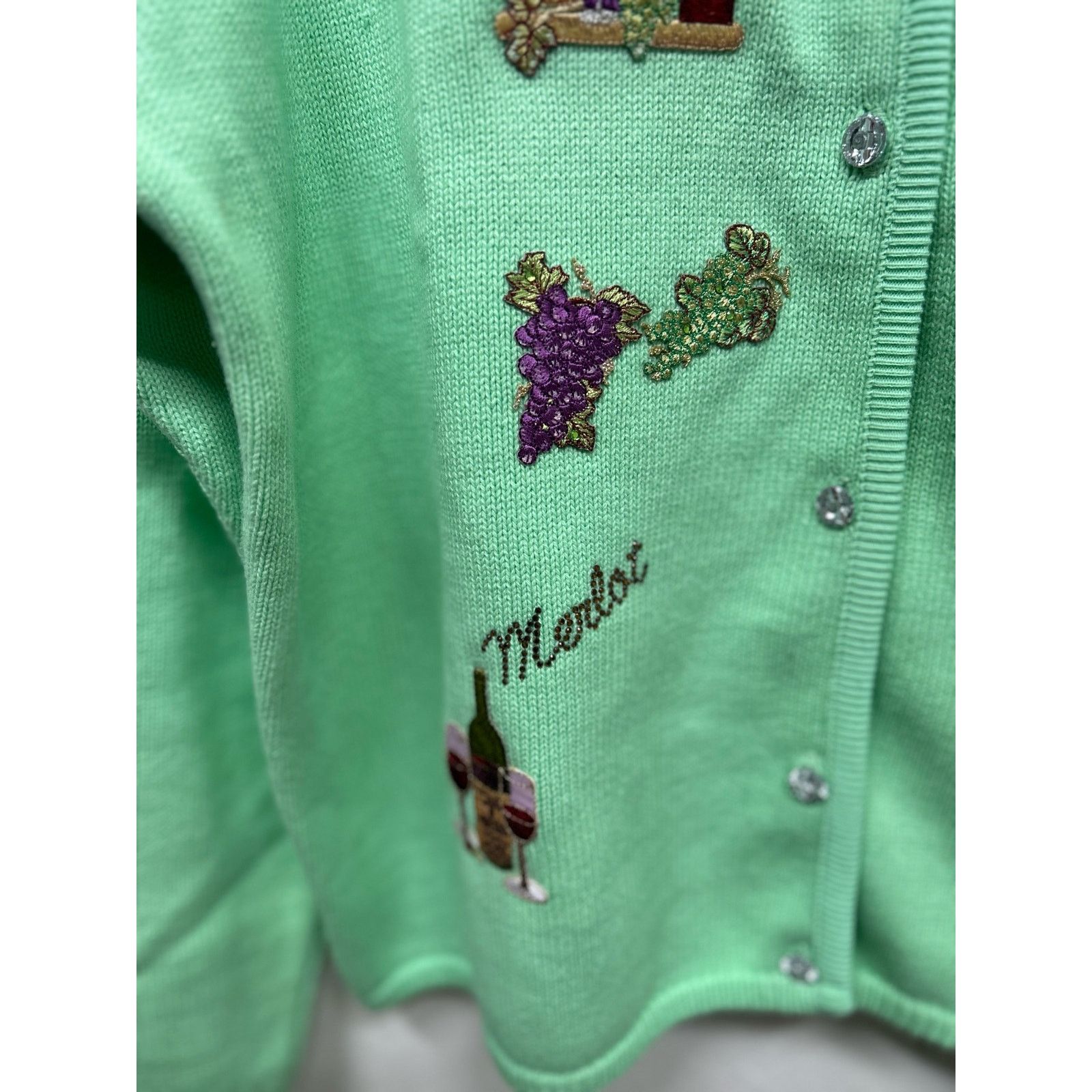 Vintage Vintage Tiara International Wine Cardigan Sweater Size XL Size XL / US 12-14 / IT 48-50 - 6 Thumbnail
