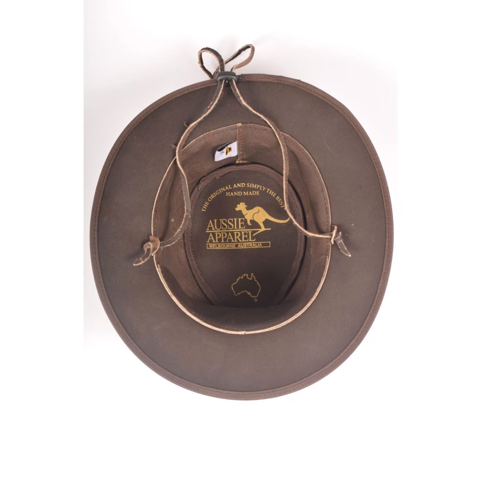 Vintage Aussie Leather Cowboy Western Australian Hat Men M Brown Solid Pattern Size M Mens Size ONE SIZE - 4 Thumbnail