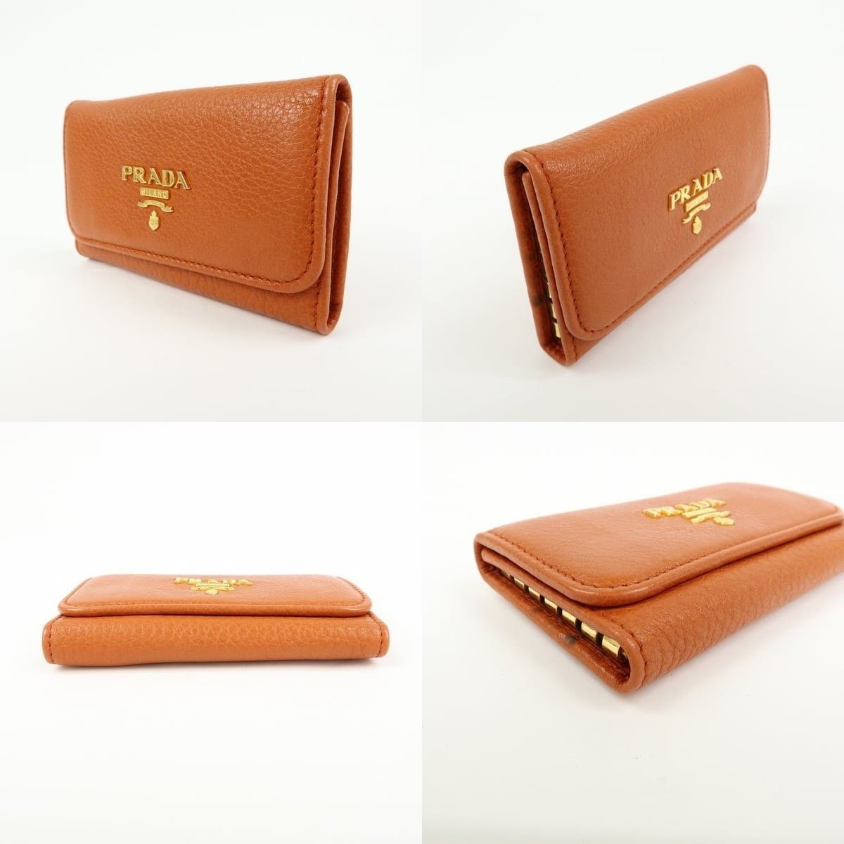 Prada Prada Vitello Grain Key Holder Orange Size ONE SIZE - 3 Thumbnail