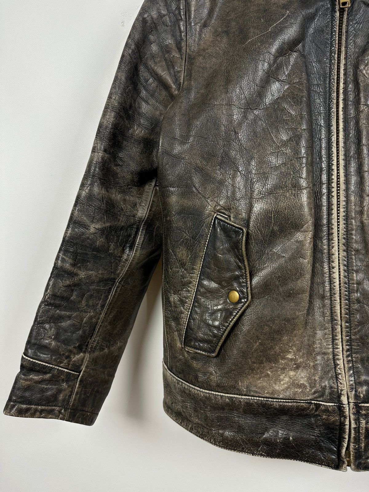 Gap 00s Vintage GAP Distressed Brown Leather Sherpa Lined Jacket Size US M / EU 48-50 / 2 - 11 Thumbnail