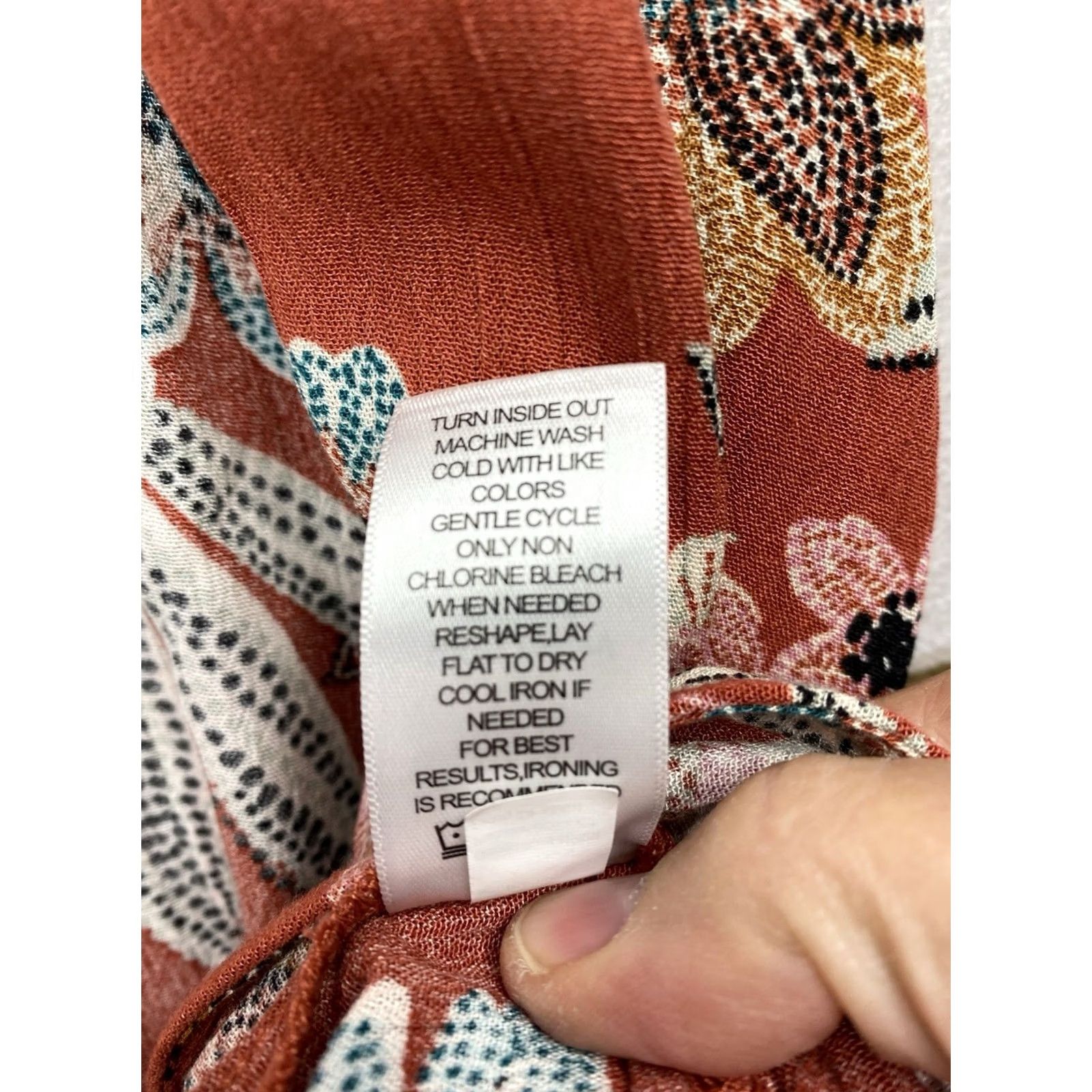 Vintage Maurices Open Front Cardigan 2X Rust Red Floral Hippie Duster Boho Swim Cover Shirt Womens Vintage? Size XXL / US 16-18 / IT 52-54 - 7 Thumbnail