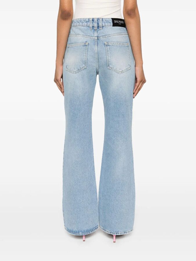 Balmain o1s1wg111025 Flared Jeans in Blue Size 28" / US 6 / IT 42 - 3 Thumbnail