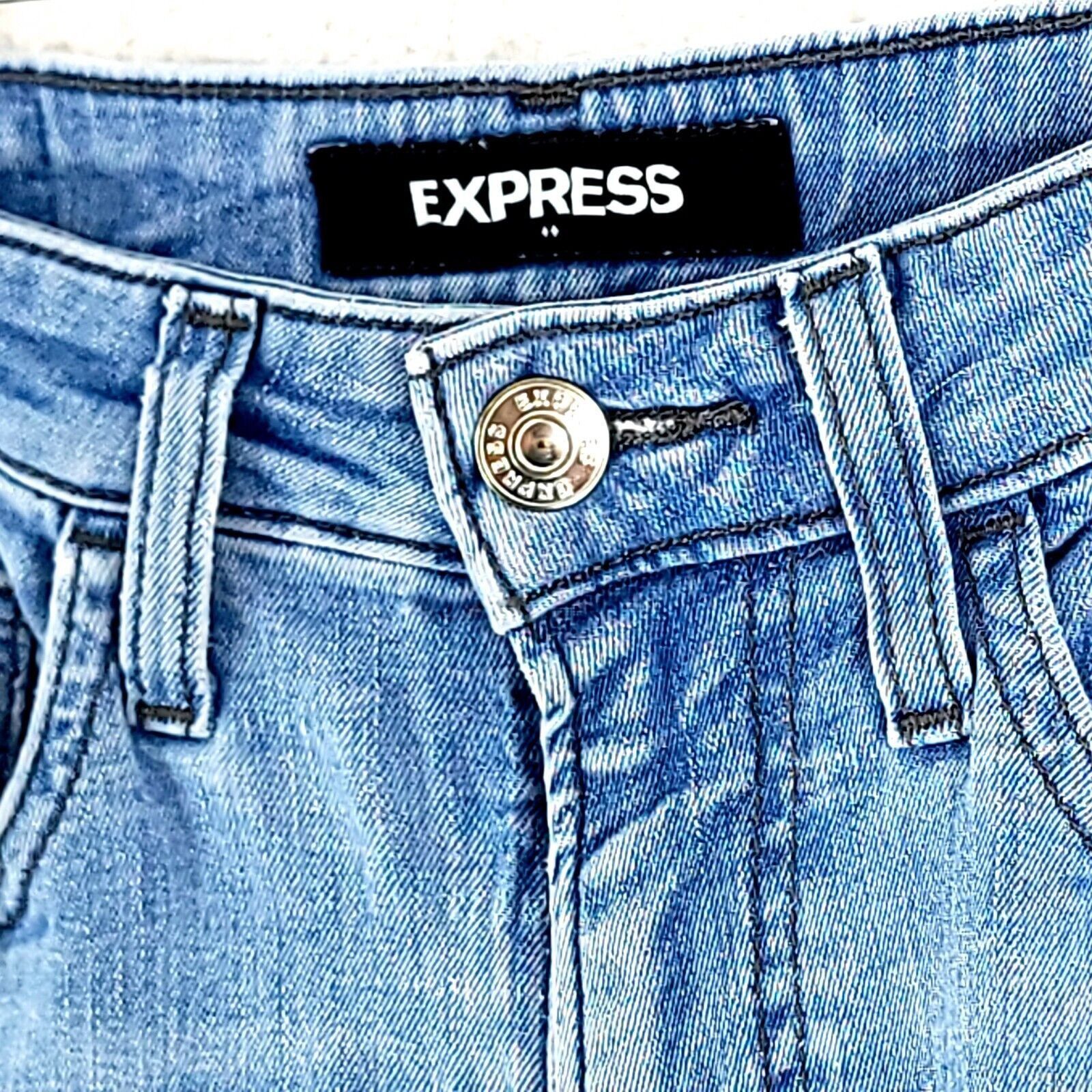 Express DAMAGED Express Light Blue Stone Wash Whisker Mid Rise Denim Size US 30 / EU 46 - 3 Thumbnail