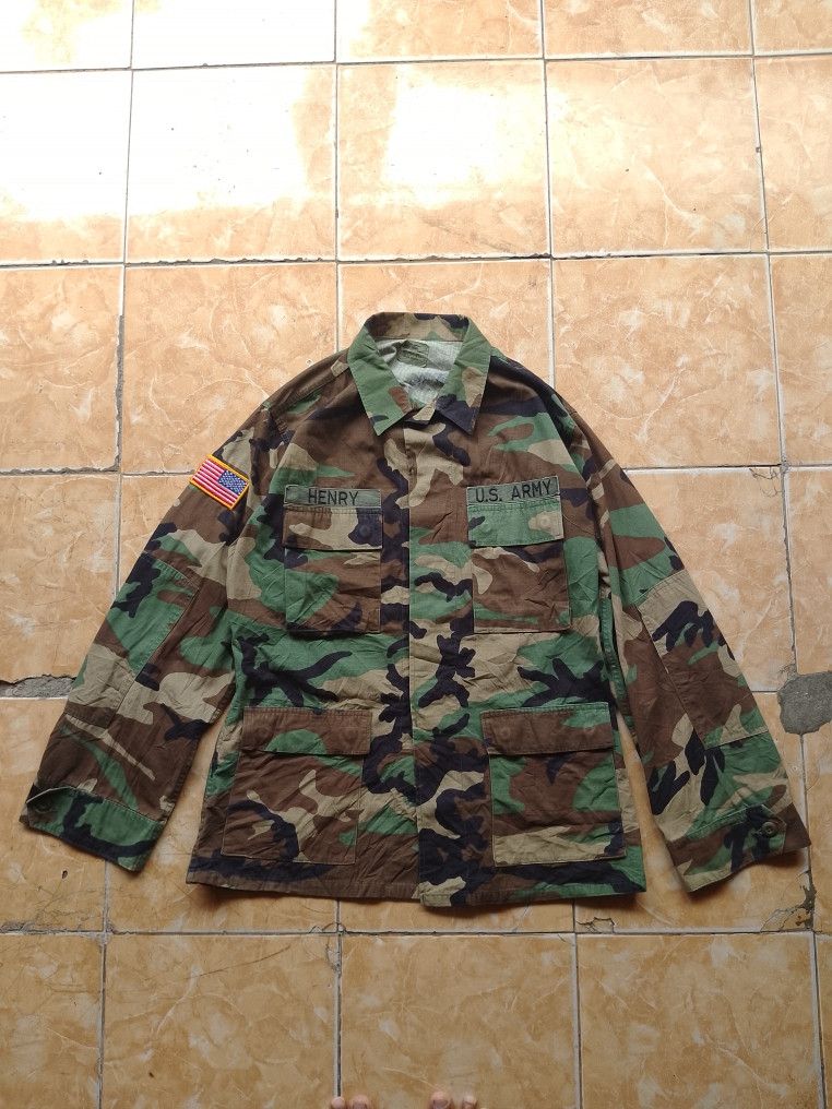 Vintage Vintage US ARMY Coat Hotweather Woodland Camo Size US M / EU 48-50 / 2 - 1 Thumbnail
