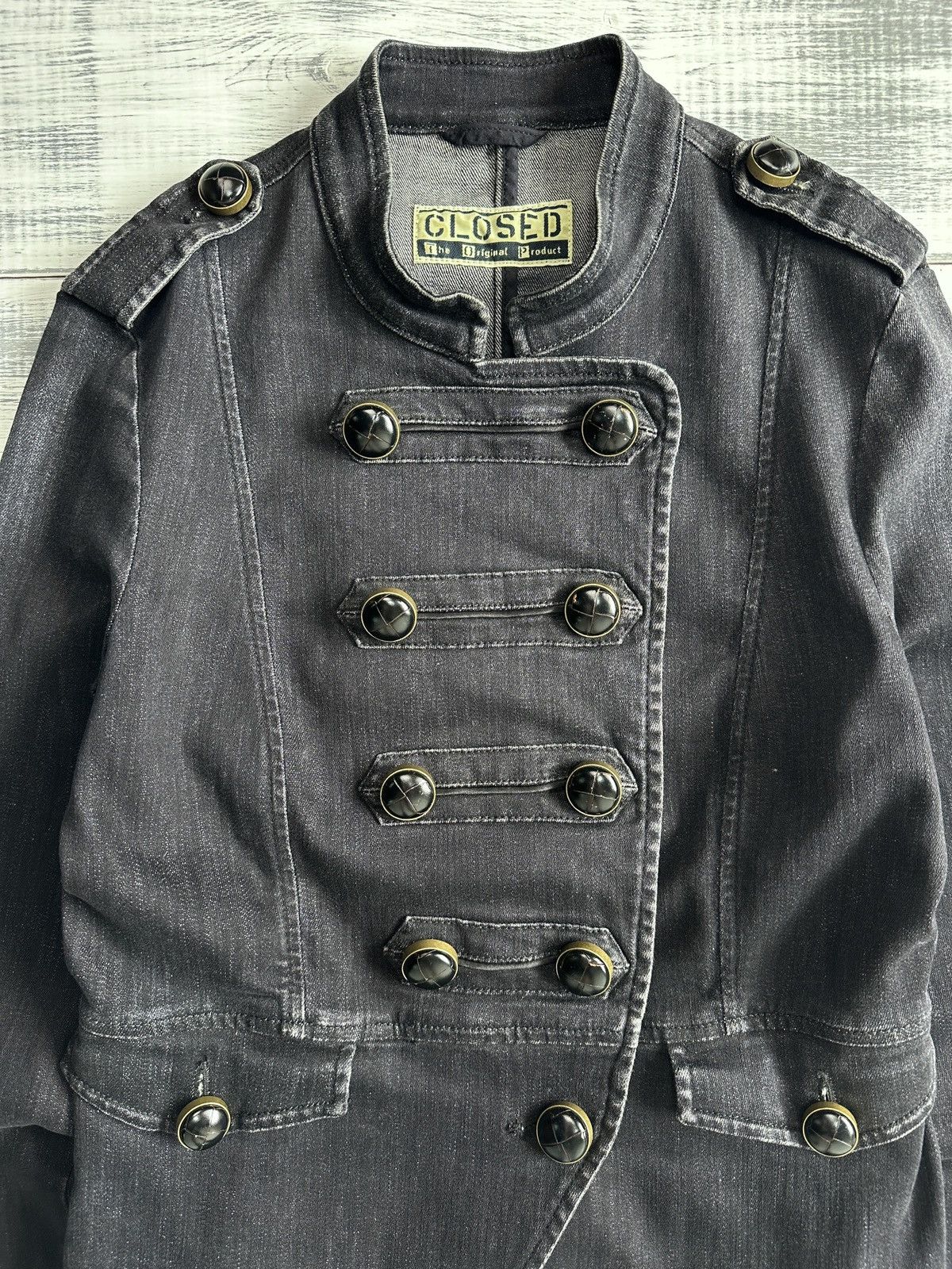 CLOSED CLOSED Black Denim Drummer Jacket Military Napoleon Blazer Size S / US 4 / IT 40 - 3 Thumbnail