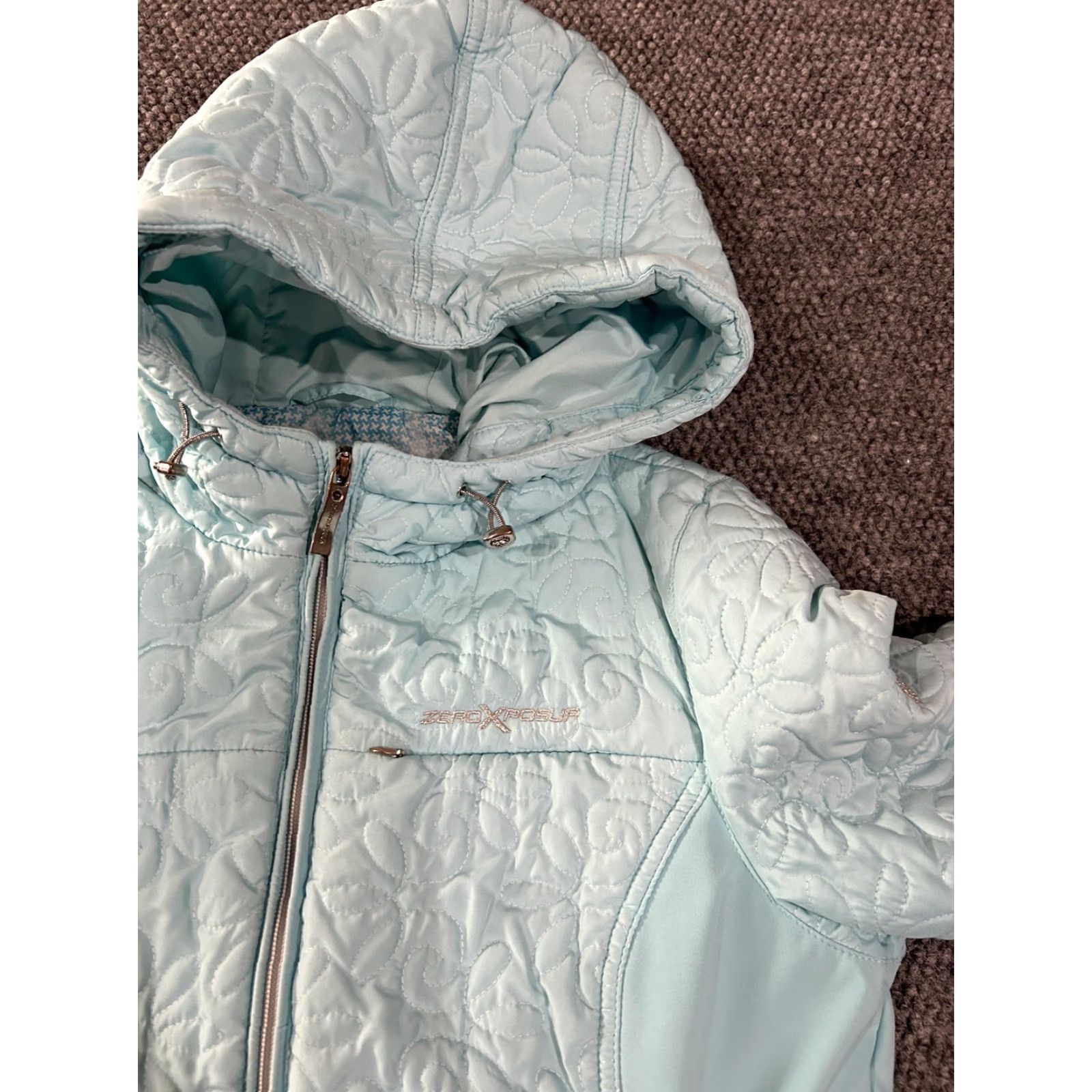 ZeroXposur ZeroXposur Jacket Womens M Blue Quilted Hooded Full Zip Insulated Floral Size M / US 6-8 / IT 42-44 - 4 Thumbnail