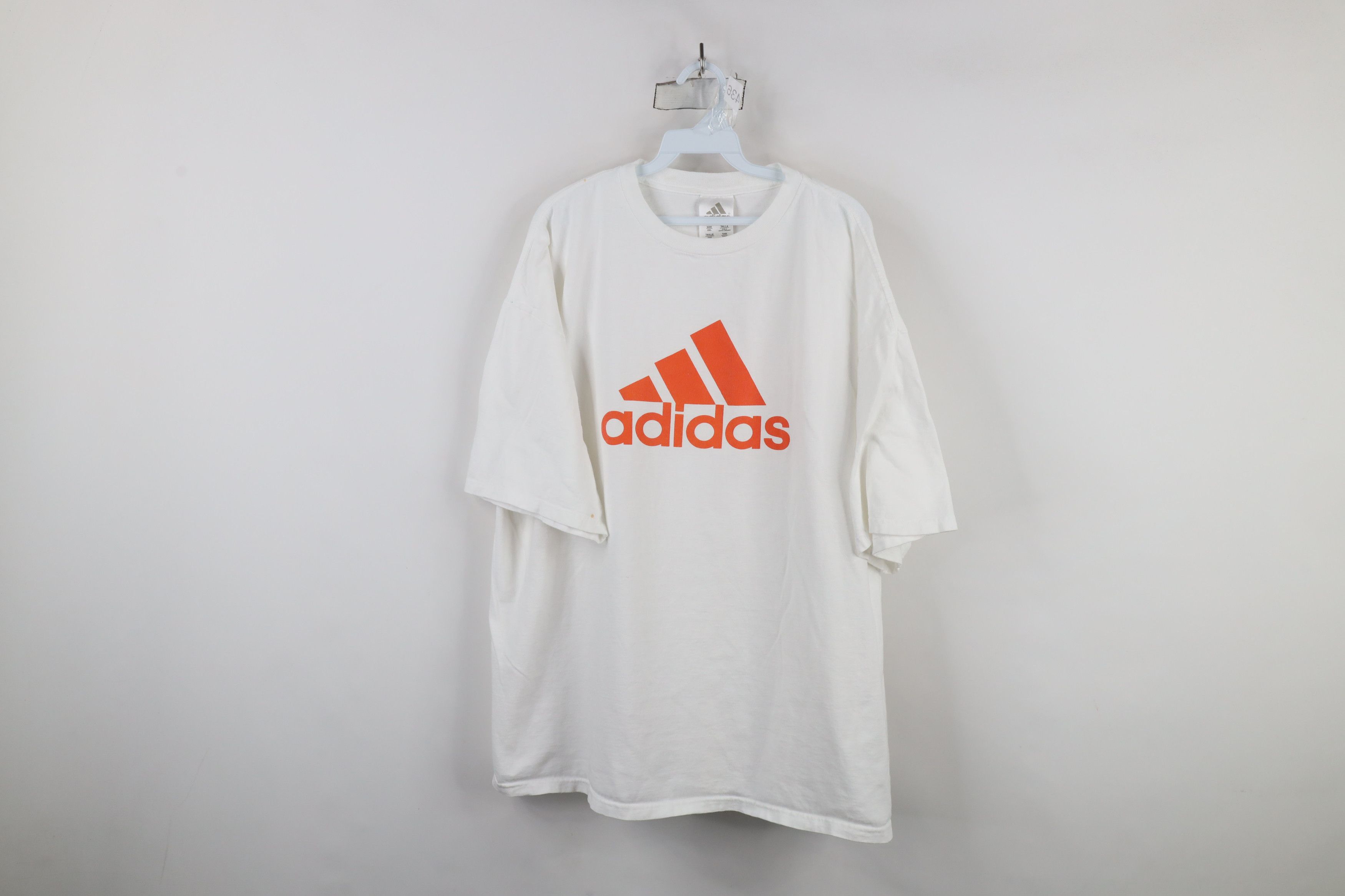 Adidas × Vintage Vintage 90s Adidas Spell Big Logo Short Sleeve T-Shirt White Size US XXL / EU 58 / 5 - 1 Thumbnail