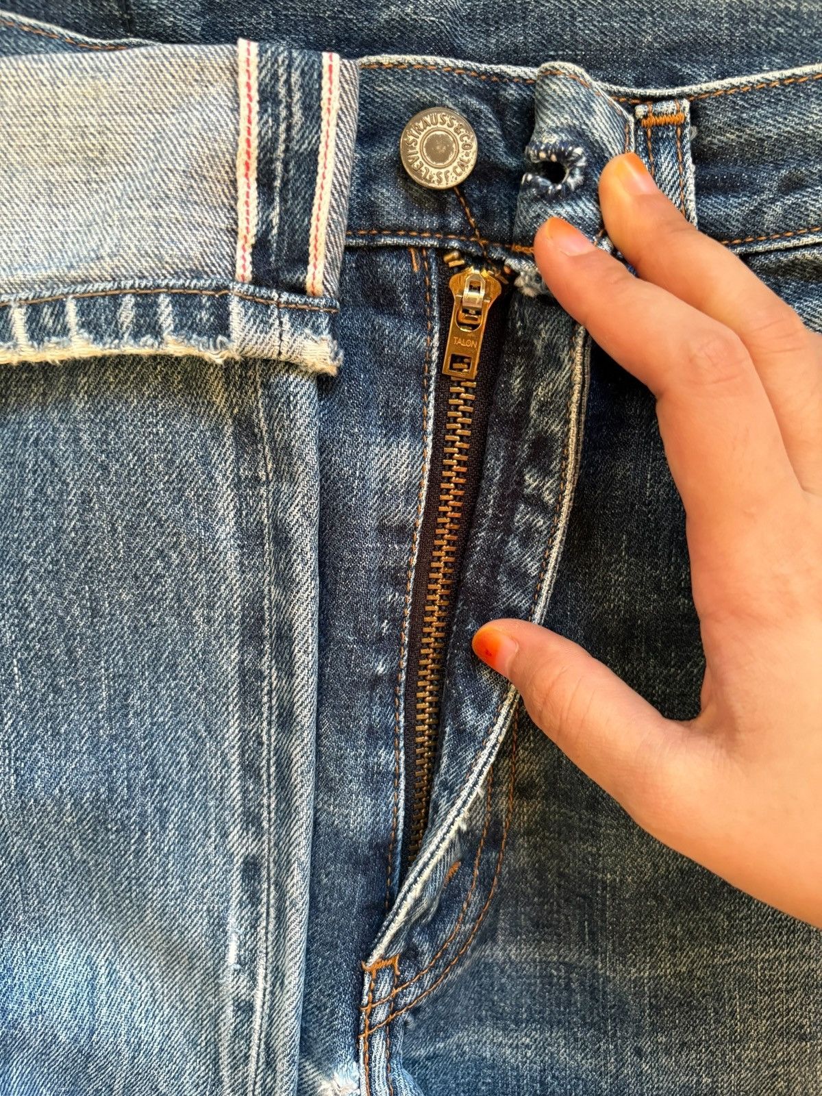 Levi's Vintage 80s Levis 502 Big E Selvedge Mud Wash Distress Jeans Size US 28 / EU 44 - 3 Thumbnail