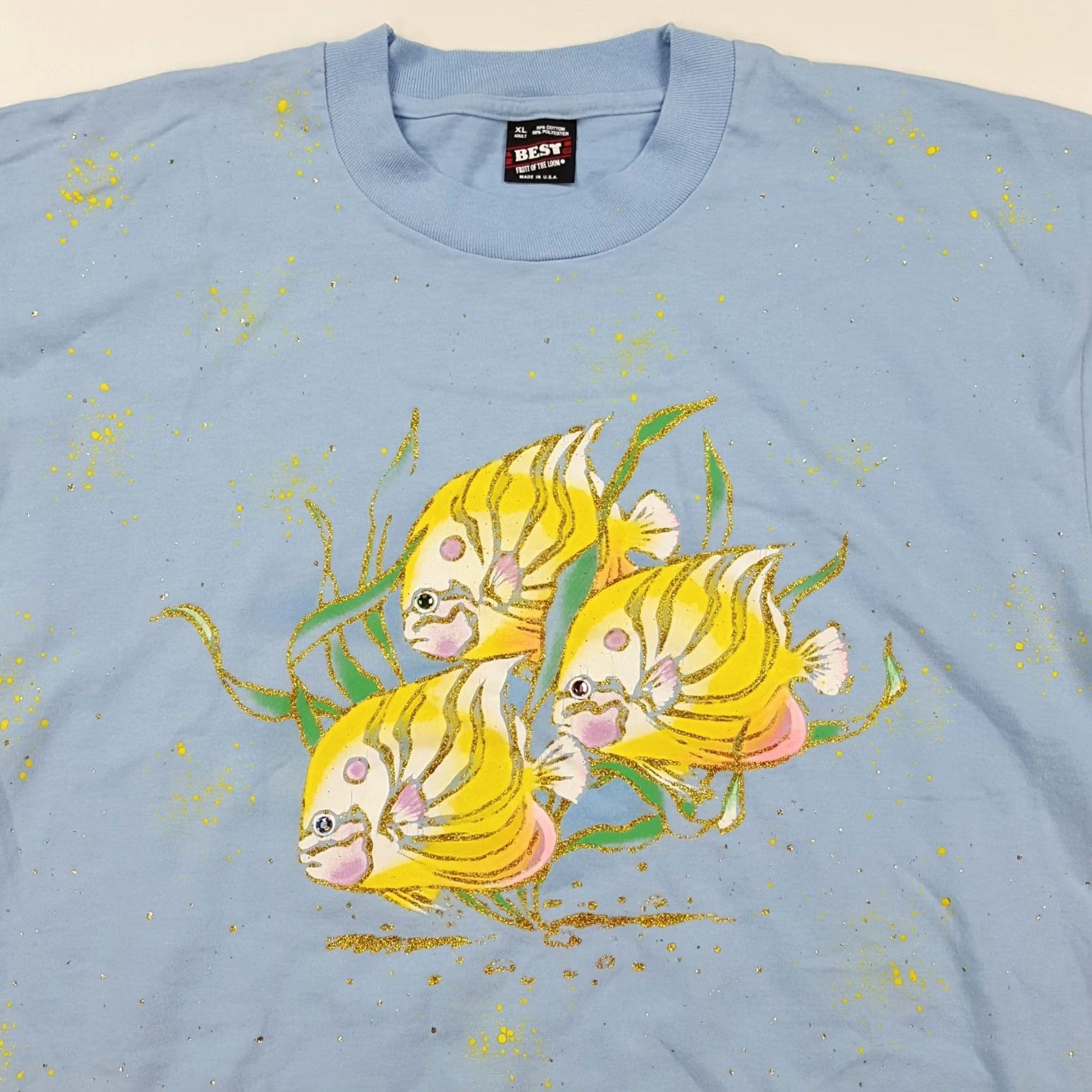 Fruit Of The Loom VINTAGE Nike Shirt Mens XL Blue Ocean Animals Beach Tropical Surf Retro T Shirt Size US XL / EU 56 / 4 - 2 Thumbnail