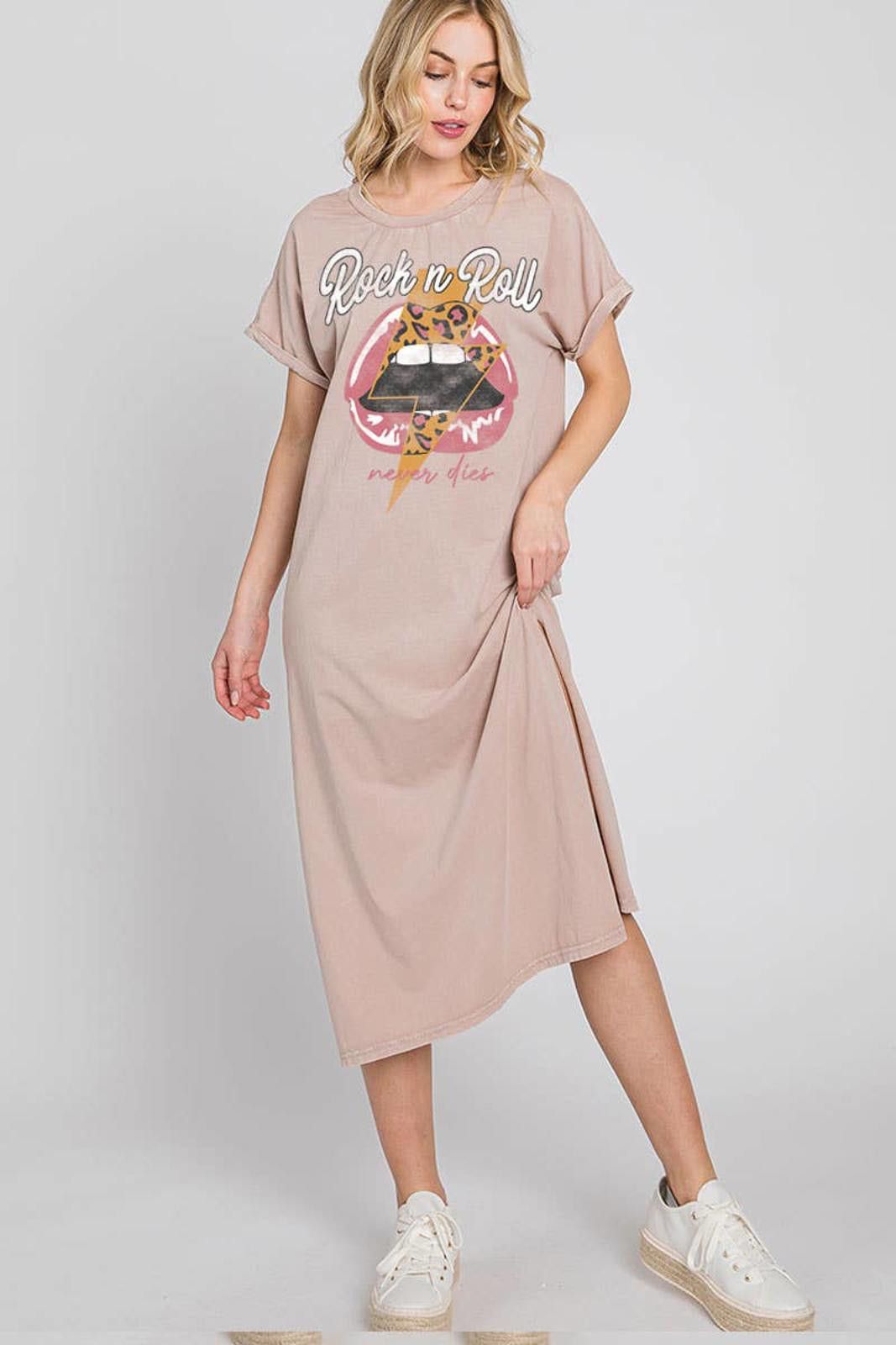 Other ROCK AND ROLL NEVER DIES MINERAL GRAPHIC DRESS Size L / US 10 / IT 46 - 6 Thumbnail