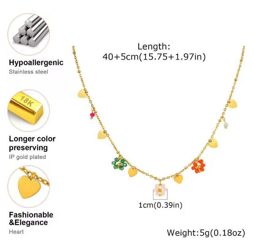 Other Colored Crystal Flower Love Chain Necklace Size ONE SIZE - 3 Thumbnail