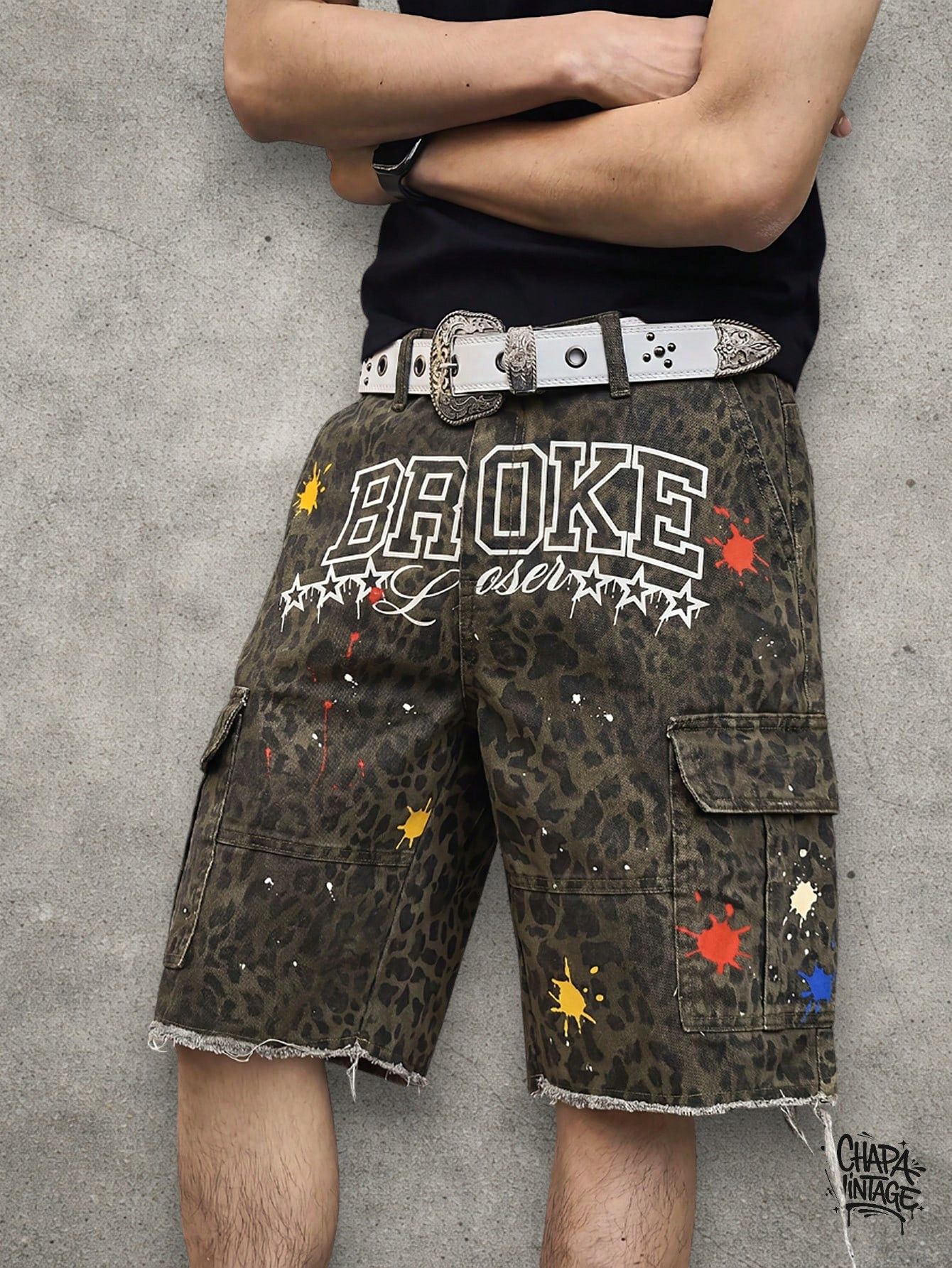 Japanese Brand Leopard distressed shorts Size US 32 / EU 48 - 3 Thumbnail