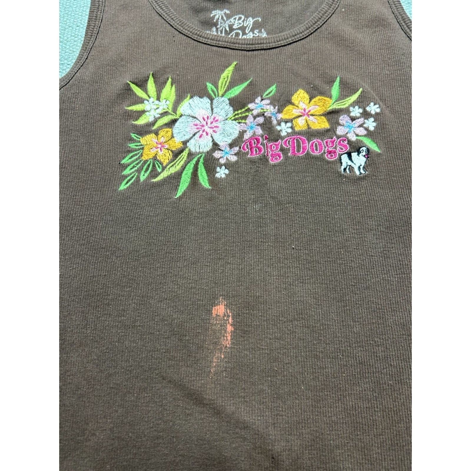 Big Dogs VINTAGE Big Dogs T-Shirt Woman Embroidered Flowers Ribbed Tank Top M Brown Size M / US 6-8 / IT 42-44 - 4 Thumbnail