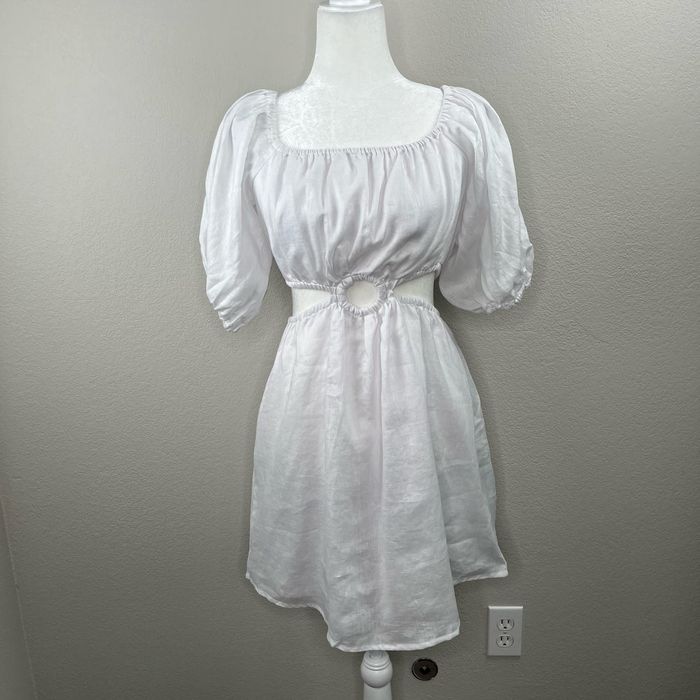 FAITHFULL THE BRAND  Almero Cut-Out Linen Mini Dress