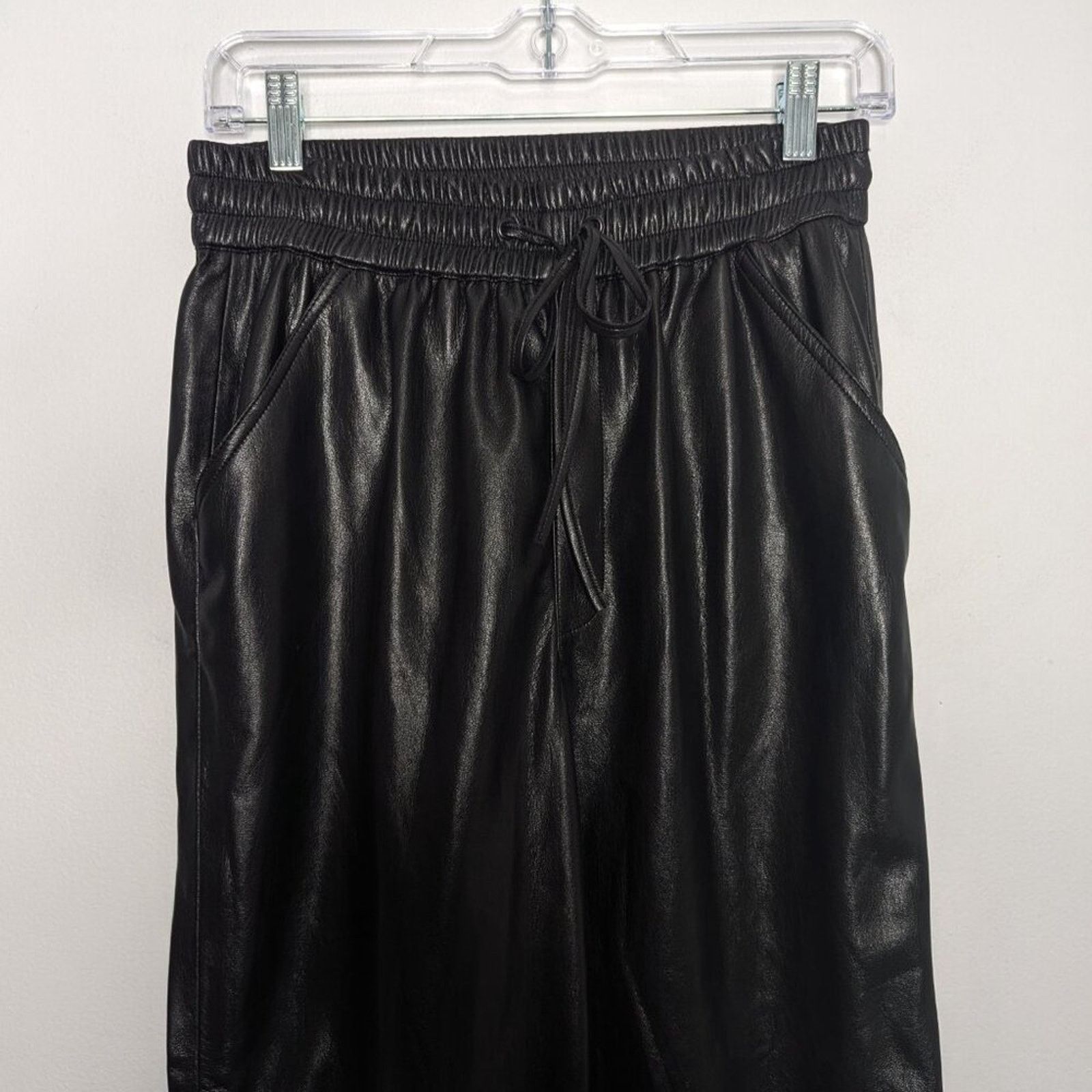 Good American Good American Black Wide Leg Faux Leather Pants Pockets M Size 30" / US 8 / IT 44 - 3 Thumbnail