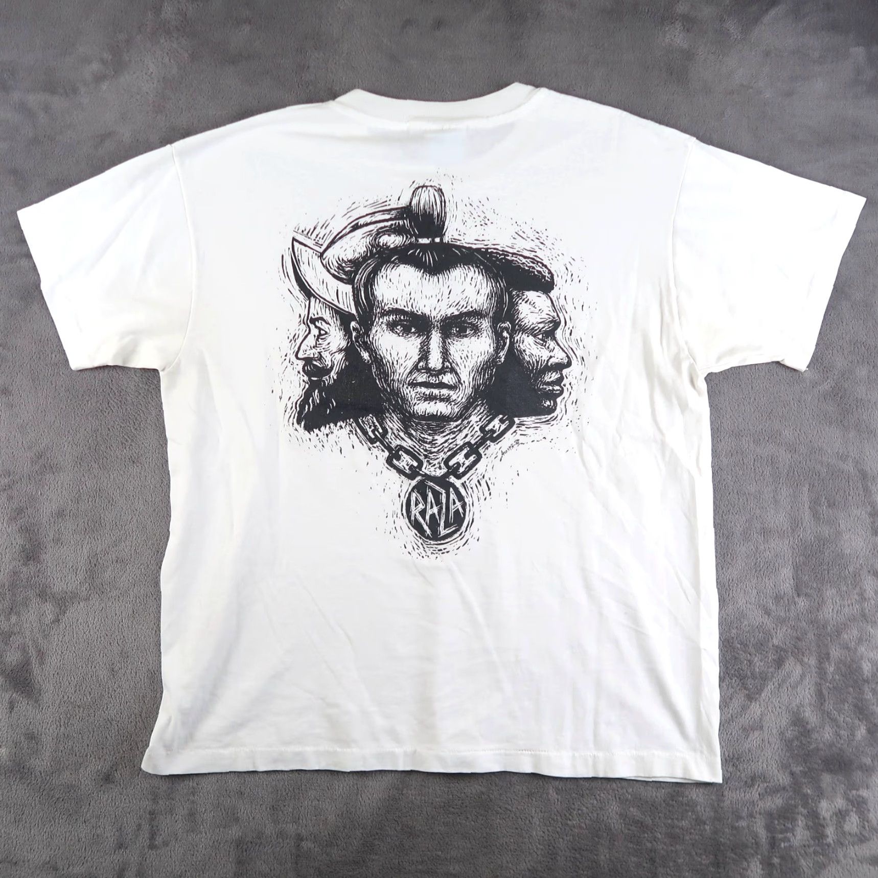 Hanes VINTAGE Hanes Beefy-T T-Shirt Mens L White Short Sleeve 90s Logo Skull Flag 1990s Mens Size US L / EU 52-54 / 3 - 2 Thumbnail