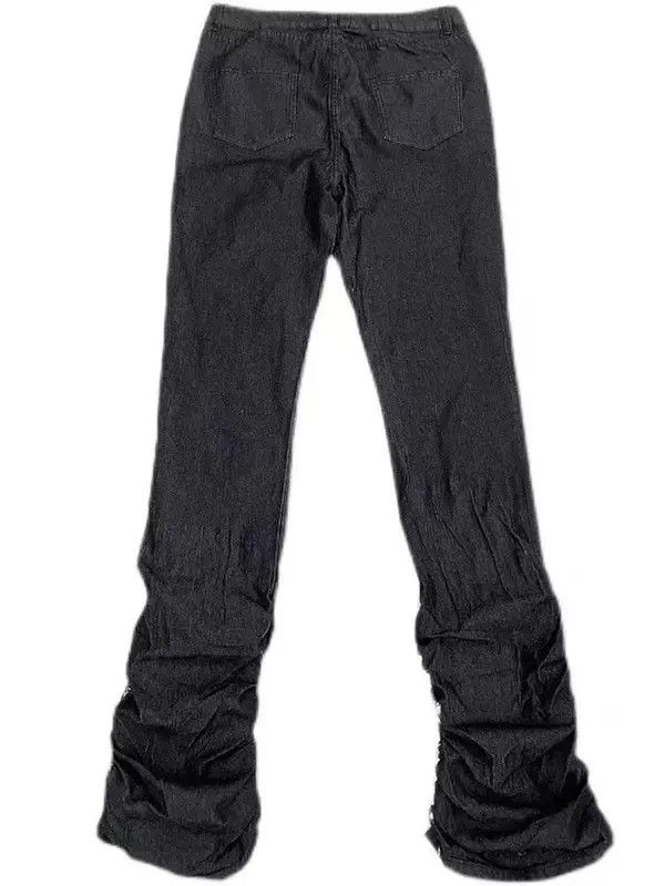VIBE Washed distressed pleated micro-flare bat-print jeans Size US 32 / EU 48 - 2 Thumbnail