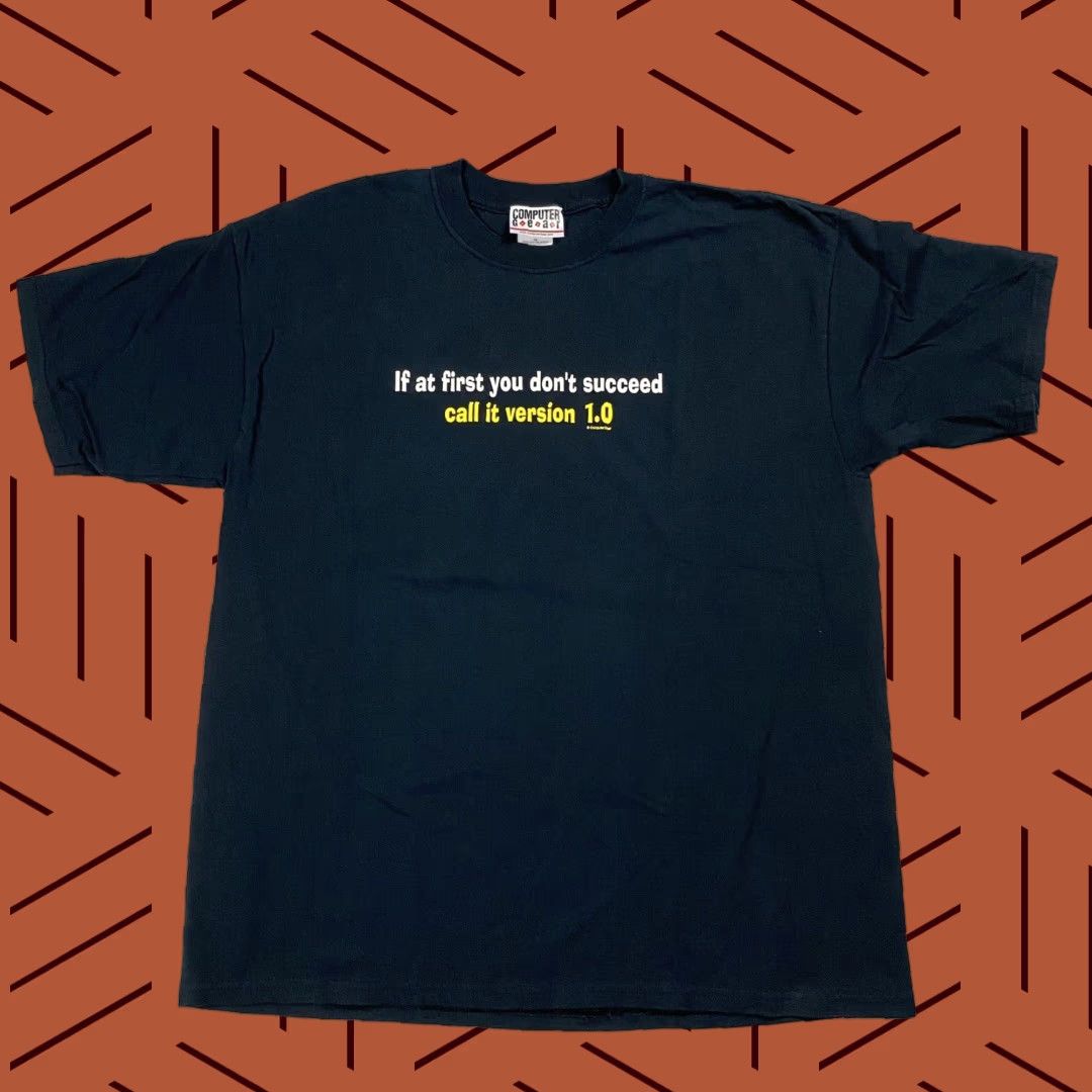 VINTAGE 1990s Programmer Funny Graphic T-Shirt Men XL Black Computer Engineering Gadgets