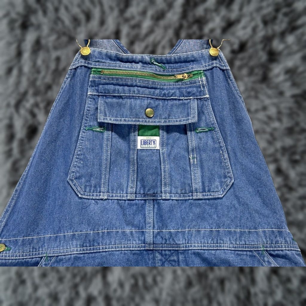 Denime VINTAGE Liberty Denim Overalls Bibs Mens 44x30 Distressed Workwear Adjustable Farmer Jeans Blue 30 Inseam Mens Size US 44 / EU 60 - 1 Thumbnail