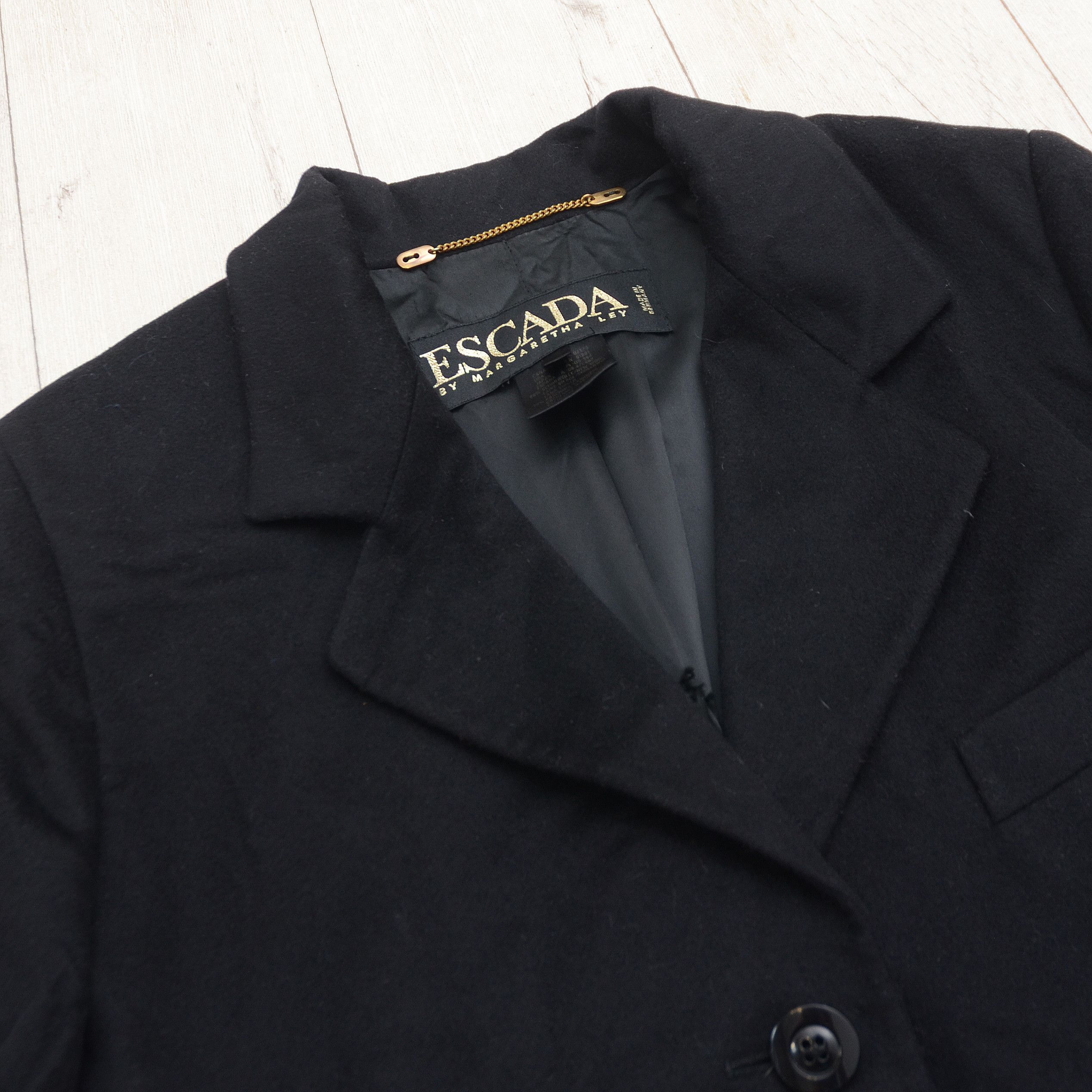Escada Escada by Margaretha Ley Black Wool & Cashmere Overcoat Size L / US 10 / IT 46 - 4 Thumbnail