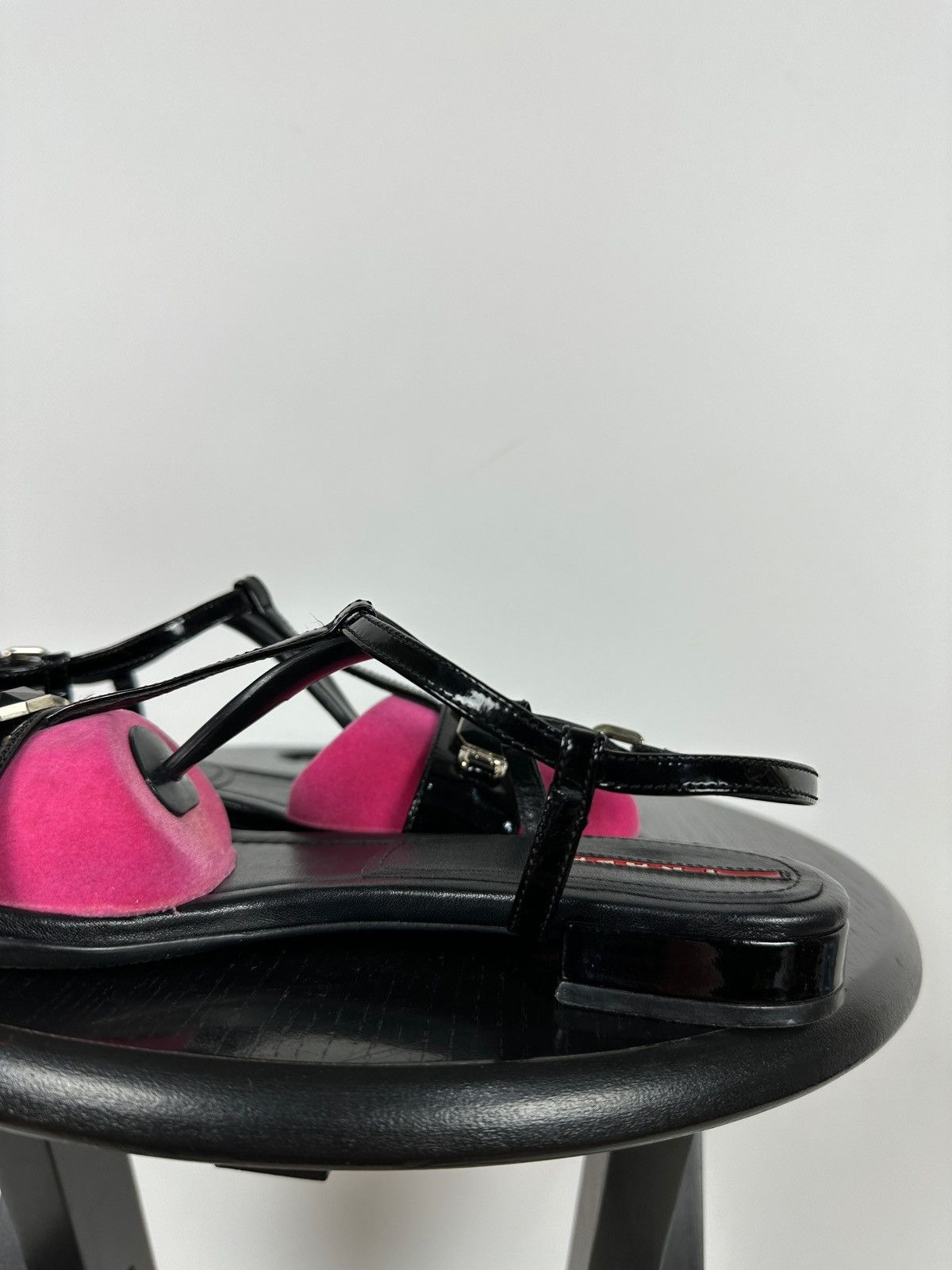 Prada Vintage Prada Crystal Wedge Patent Leather Strappy Sandals Size US 7.5 / IT 37.5 - 20 Thumbnail