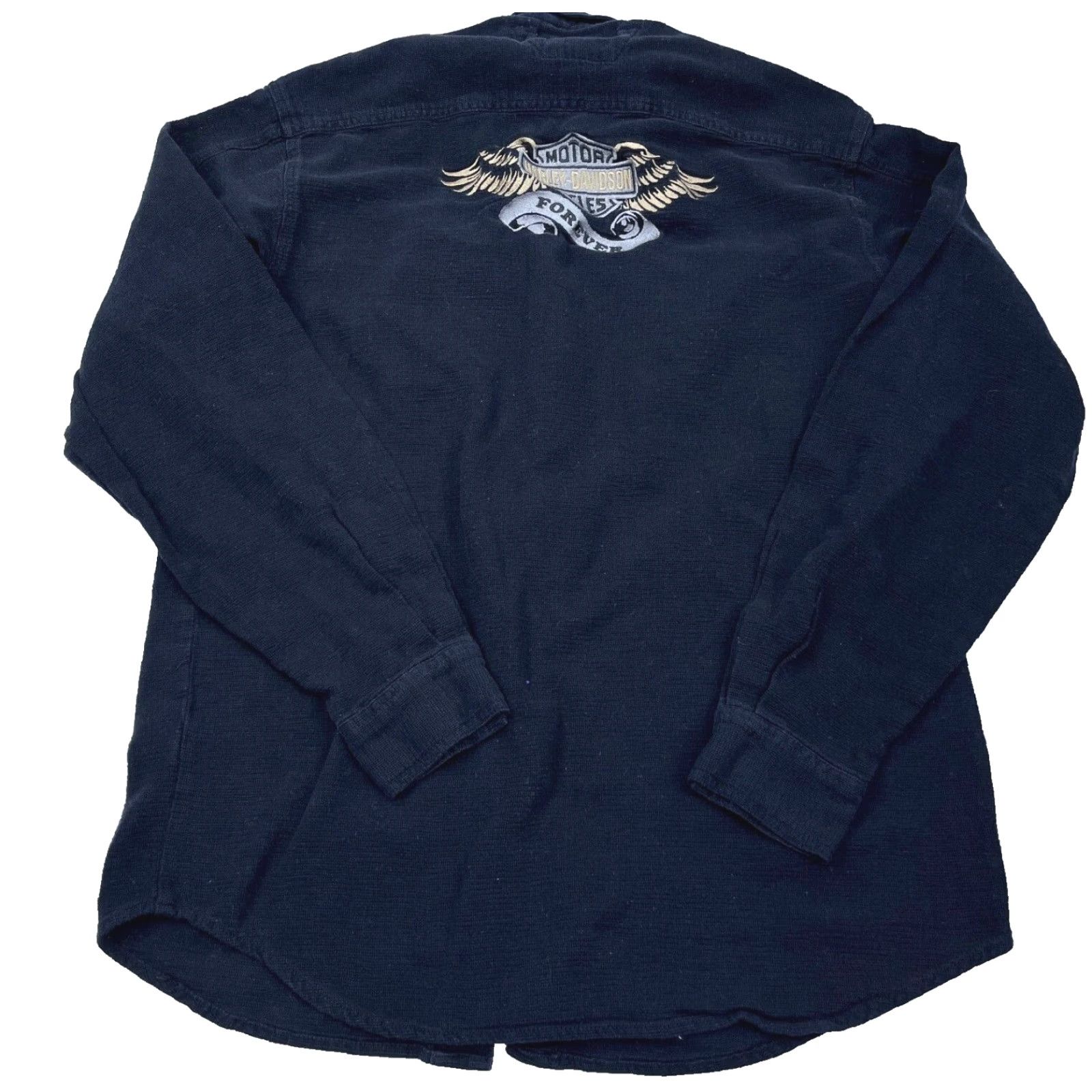 Harley Davidson Vintage Harley-Davidson Shirt Men Medium Black Button Up Canvas Y2K Biker Shop Size US M / EU 48-50 / 2 - 2 Thumbnail