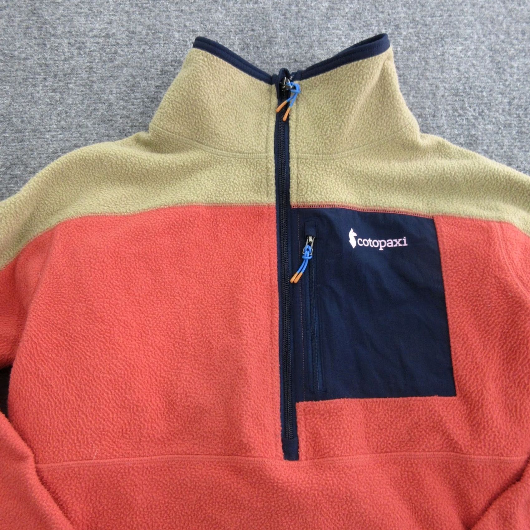 Cotopaxi Cotopaxi Fleece Jacket Mens Small Orange 1/4 Zip Pullover Colorblock Hiking Jacket Mens Small Orange Colorblock 1/4 Zip Zip Pockets Stand-Up Collar Size US S / EU 44-46 / 1 - 3 Thumbnail