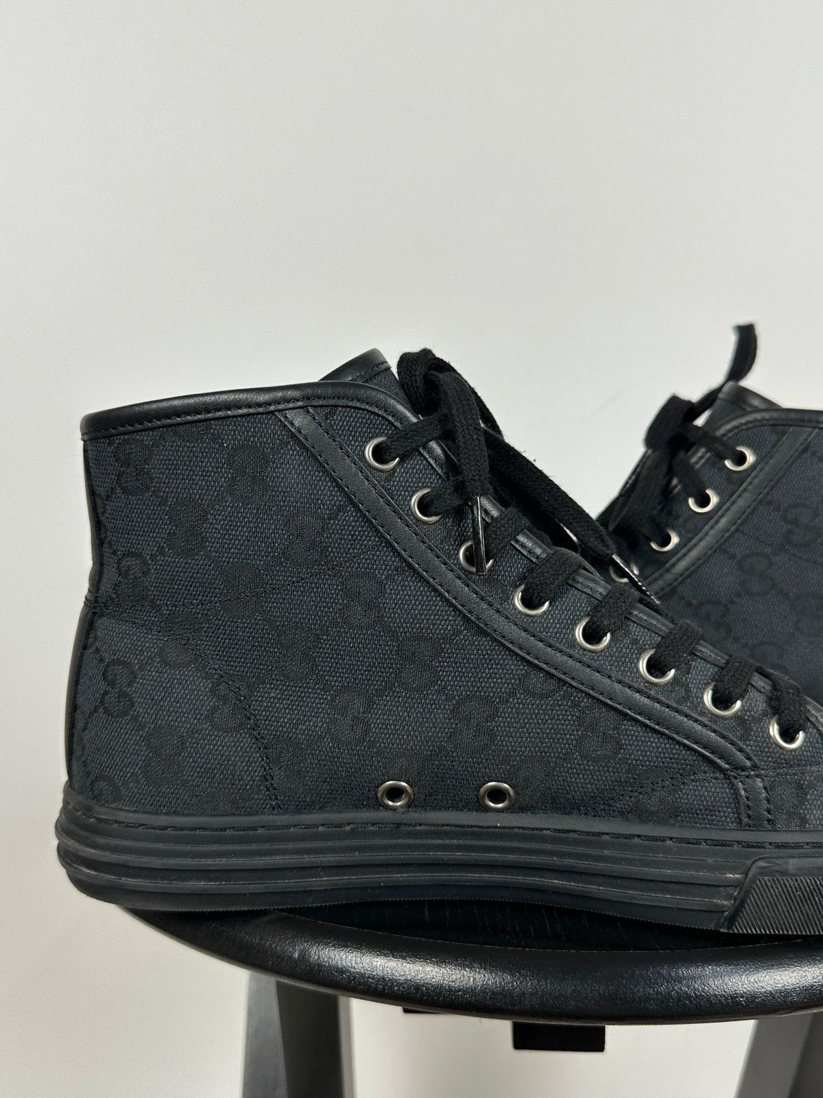 Gucci Gucci 426188 GG Leather/Canvas Monogram High Top Sneaker Size US 5.5 / EU 38 - 17 Thumbnail