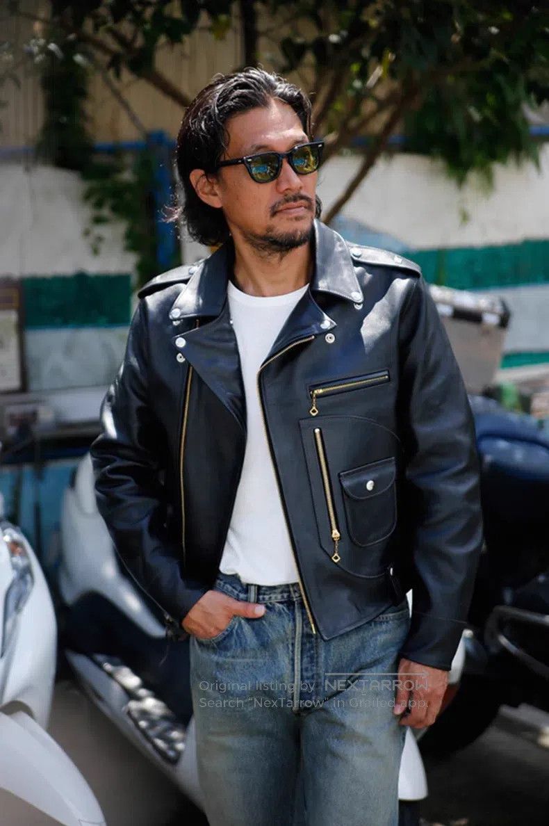 The Real McCoy's The Real McCoys Cable-stayed horseskin biker jacket Size US XXS / EU 40 - 8 Thumbnail