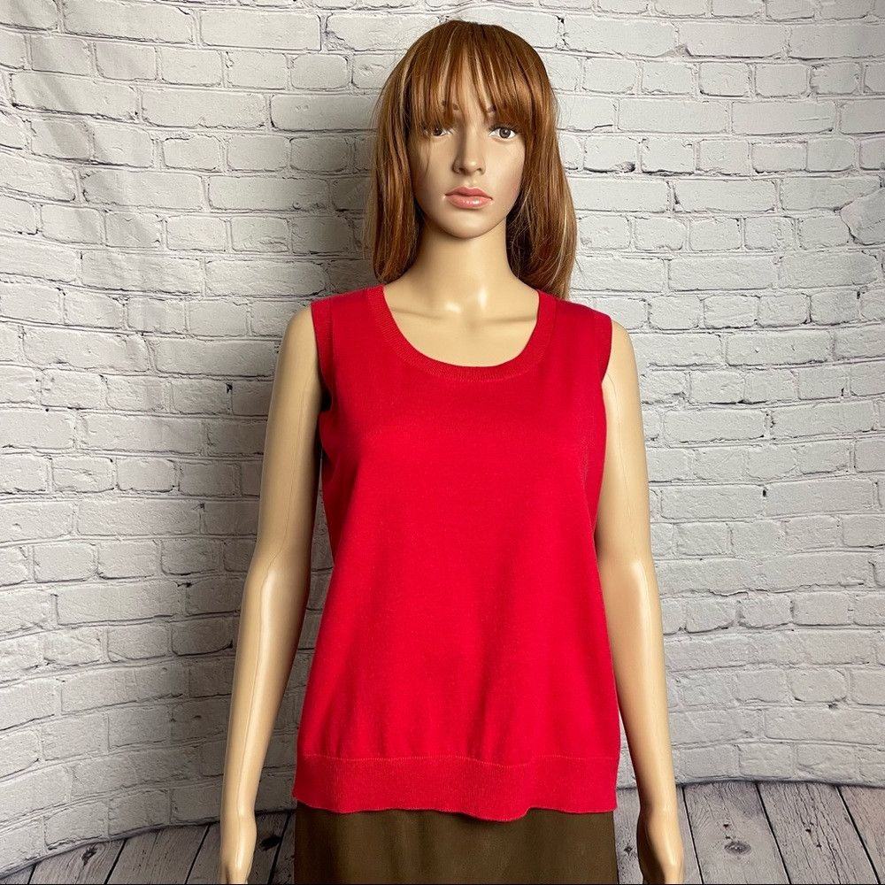 Talbots NWT New Talbots Pima Cotton Sleeveless Knit Red Top Size XP Size S / US 4 / IT 40 - 1 Thumbnail