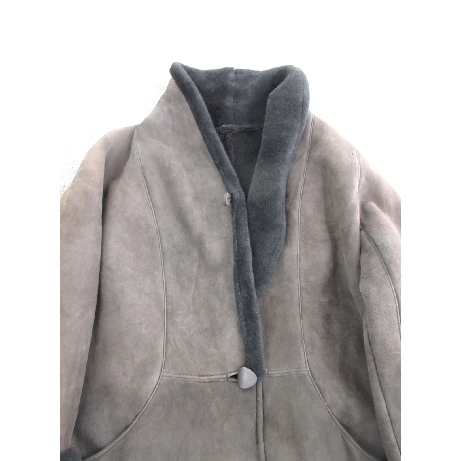 Vintage Vtg Shearling Coat Mens XL Brown Suede Wool Lined Toggle Button Warm Rancher Size US XL / EU 56 / 4 - 2 Thumbnail