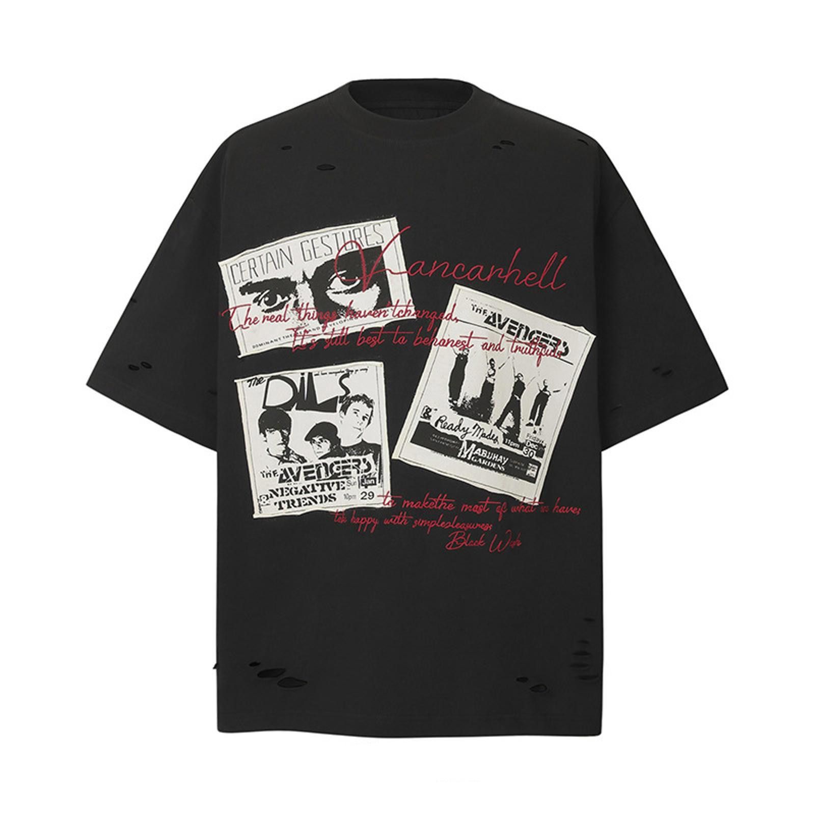 Vintage Vintage-Inspired Graphic Tee - Black Distressed T-Shirt Size US M / EU 48-50 / 2 - 1 Thumbnail