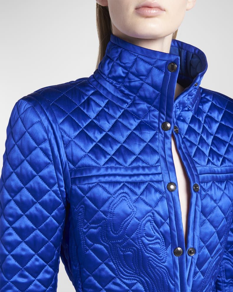 Tom Ford o1w1db10225 GI2960 Embroidered Quilted Silk Jacket in Blue Size M / US 6-8 / IT 42-44 - 5 Thumbnail