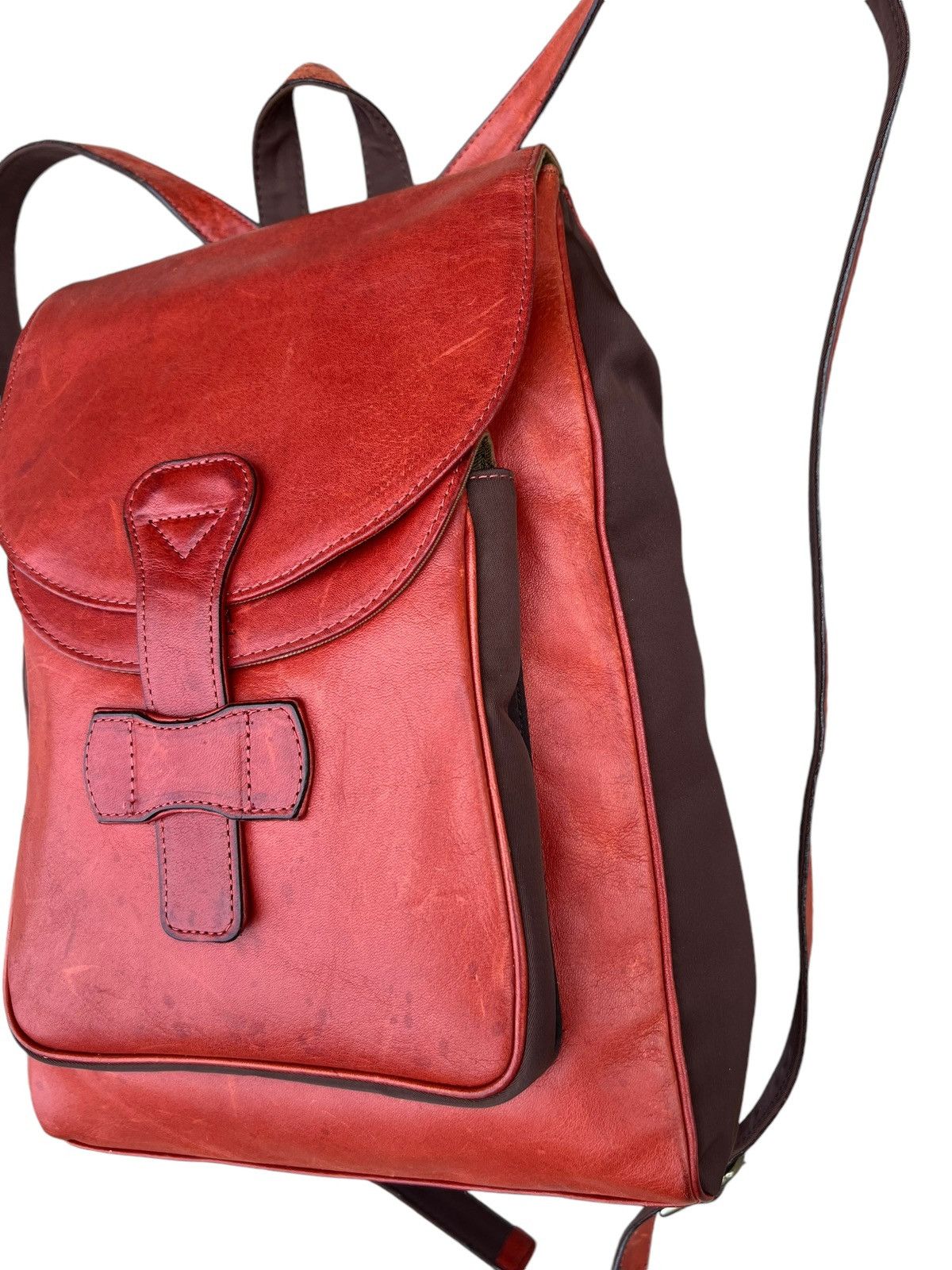 Leather Vintage Dakota Japan Distressed Patina Leather Backpack Bag Size ONE SIZE - 7 Thumbnail