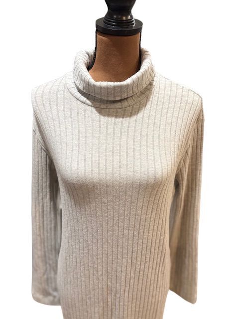 DONNI. DONNI Rib Turtleneck Sweater Midi Dress in Light Grey Size M / US 6-8 / IT 42-44 - 2 Thumbnail