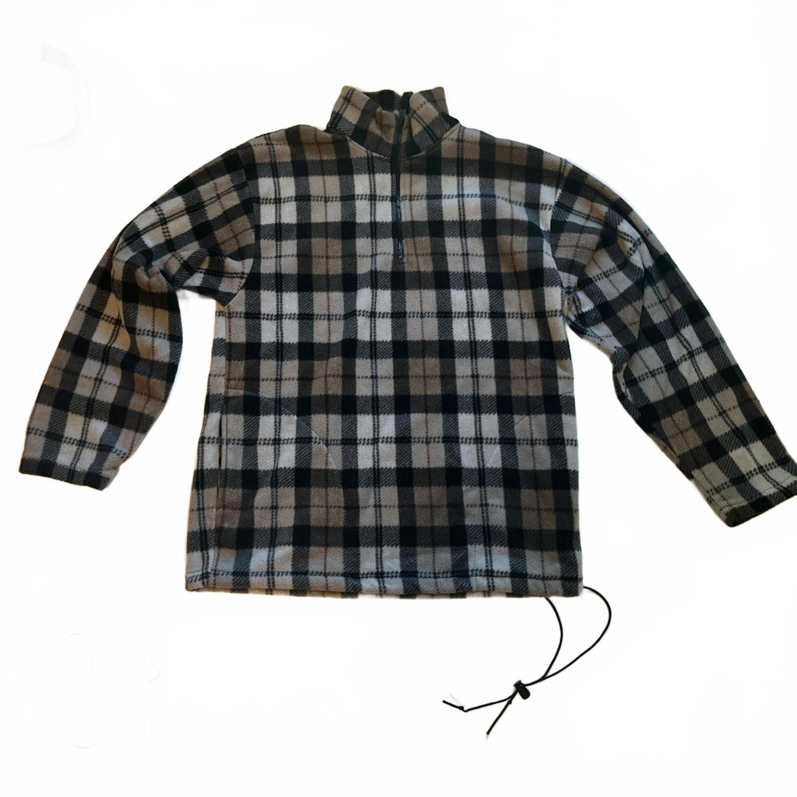 Designer Cheetah Cozy Fleece Half-Zip Pullover - Black & Gray Plaid Size US L / EU 52-54 / 3 - 1 Thumbnail