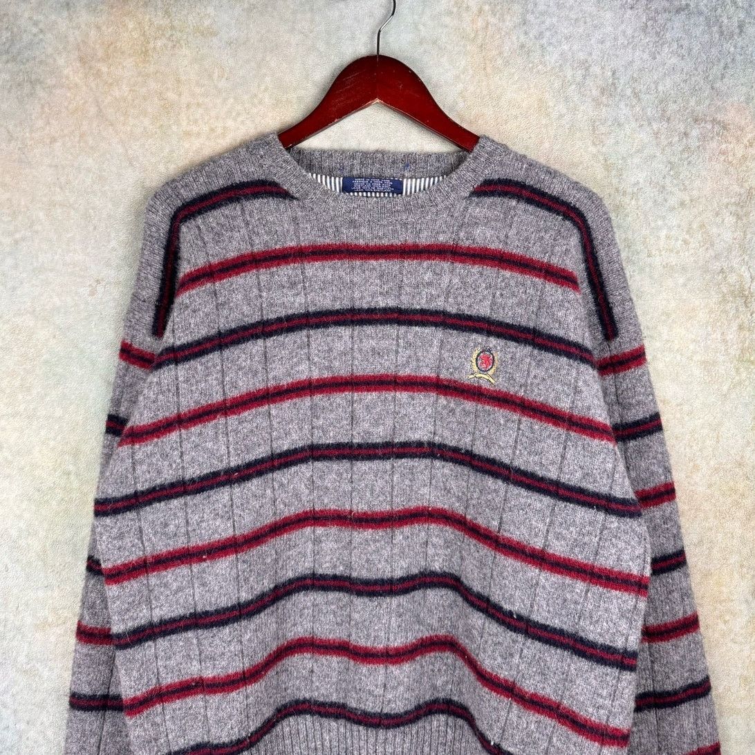 Tommy Hilfiger × Vintage VTG Tommy Hilfiger Striped Sweater Mens XL 100% Wool Size US XL / EU 56 / 4 - 2 Thumbnail