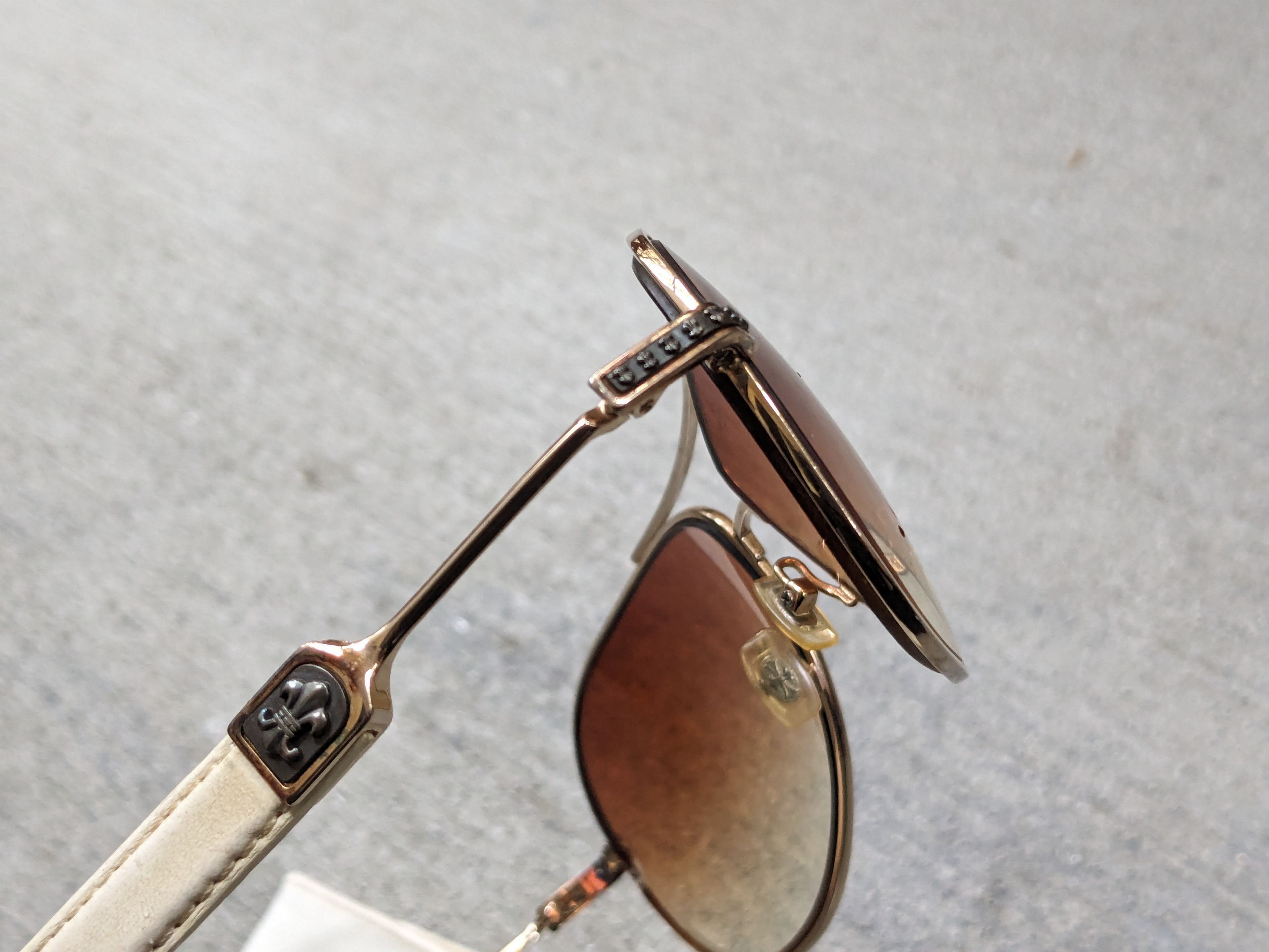 Chrome Hearts Chrome Hearts Aviator Sunglasses White Leather Biker Cross Size ONE SIZE - 7 Thumbnail