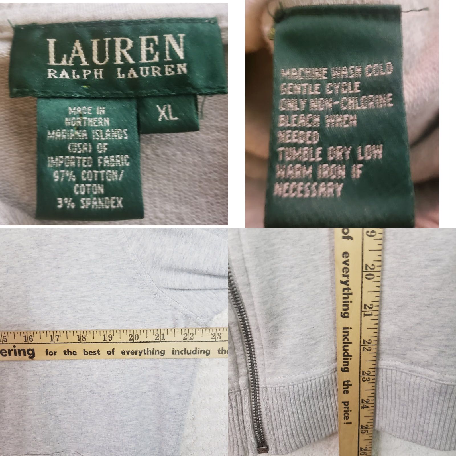 Ralph Lauren Lauren Ralph Lauren Active Jacket Womens XL Gray Jersey Full Zip Mock Collar Jacket Size XL / US 12-14 / IT 48-50 - 10 Thumbnail