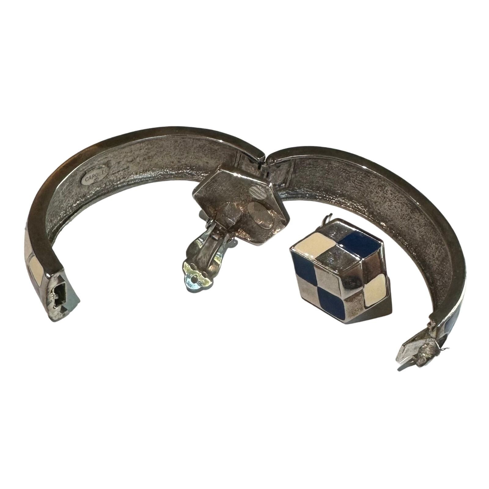 Other Carol Lee Vintage Navy & Cream Bracelet & Clip Earrings Size ONE SIZE - 4 Thumbnail