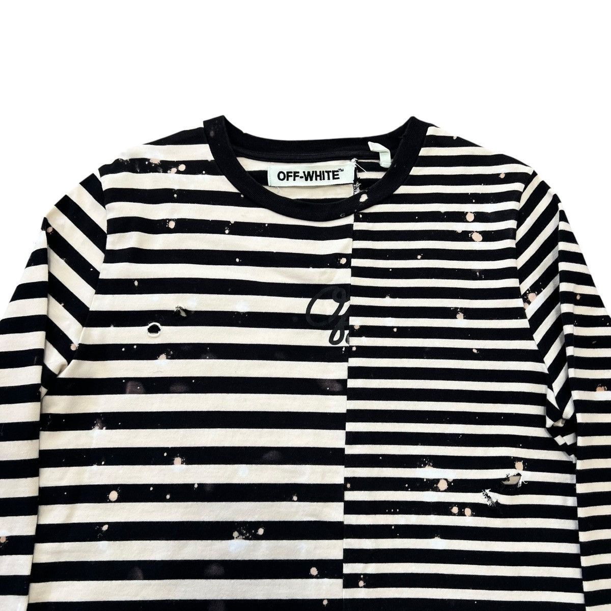 Off-White OFF-WHITE 2015SS Distressed Border L/S T-Shirt Size US XS / EU 42 / 0 - 5 Thumbnail