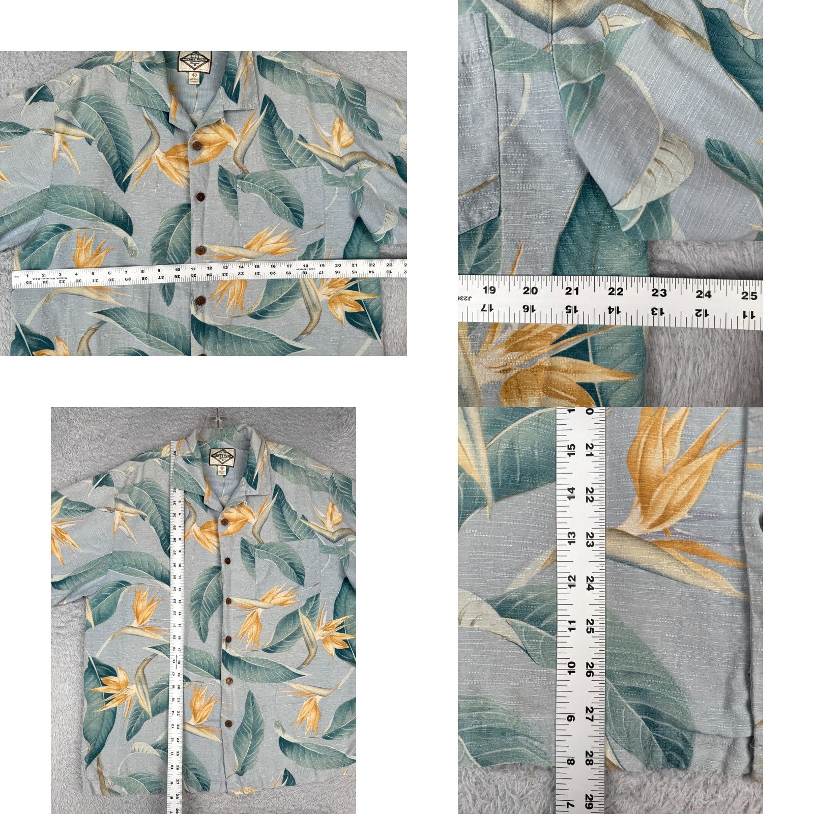 Vintage Three Palm Shirt Men Medium Blue Floral Bird Of Paradise Hawaiian 100% Silk Size US M / EU 48-50 / 2 - 8 Thumbnail