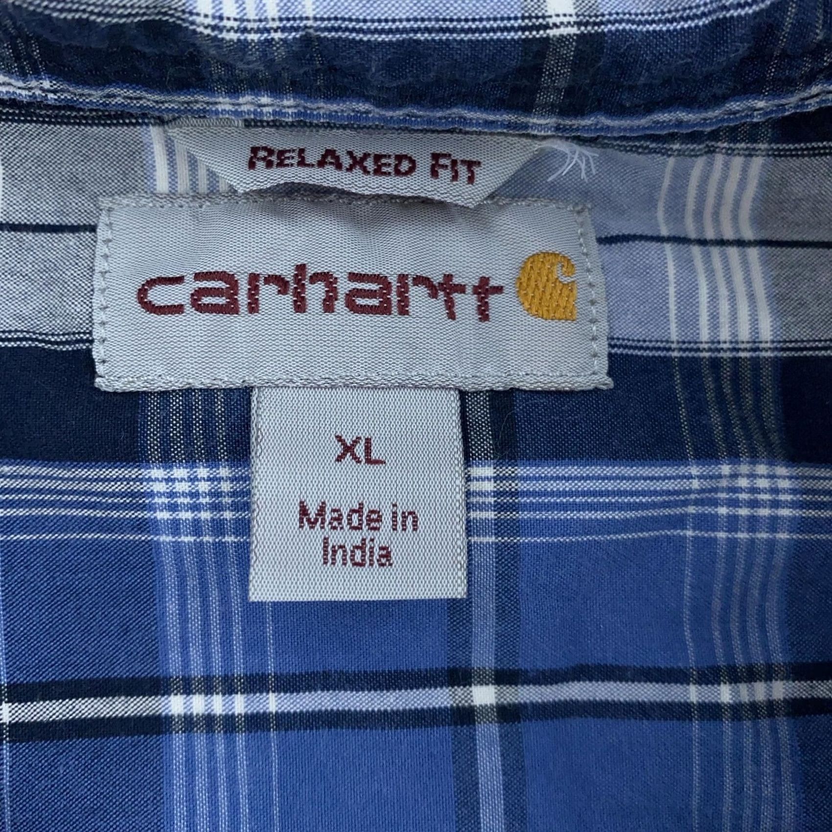 Carhartt Carhartt Shirt Mens XL Relaxed Fit Plaid Short Sleeve Button-Up Blue Decked Cotton Work Vintage: No Size US XL / EU 56 / 4 - 8 Thumbnail