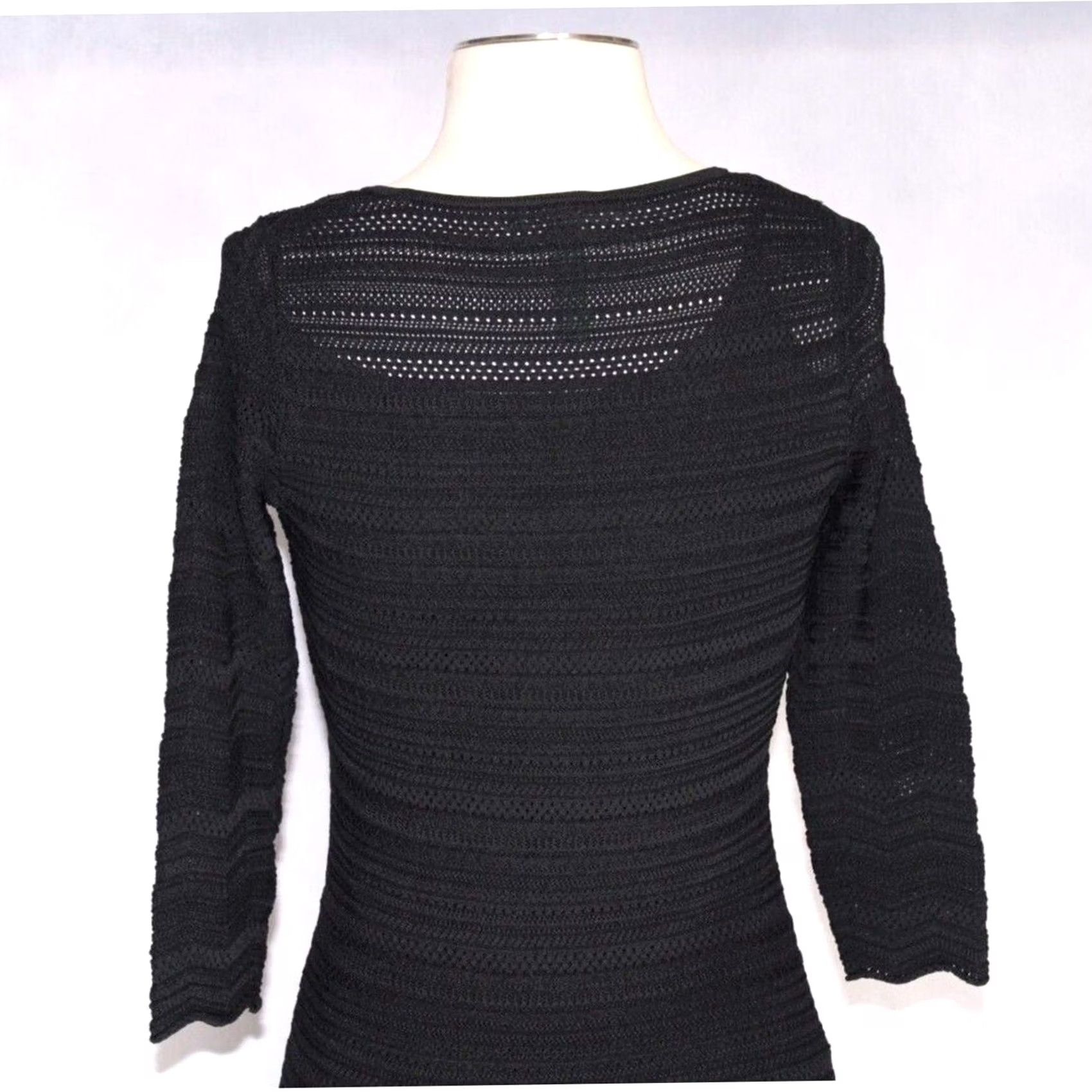 Ralph Lauren Lauren Ralph Lauren Black Bodycon Midi Dress Crochet 3/4 Sleeve Scoop Neck Sz MP Size M / US 6-8 / IT 42-44 - 4 Thumbnail