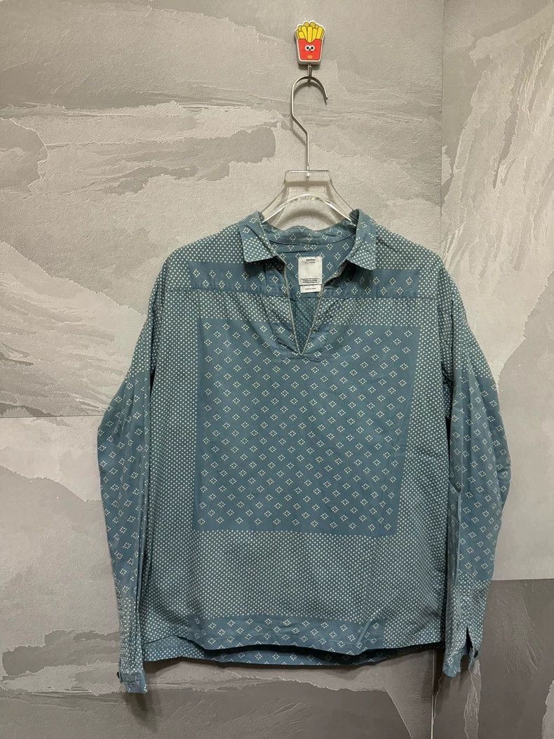 Visvim Patchwork Pullover Shirt in Blue- DMC