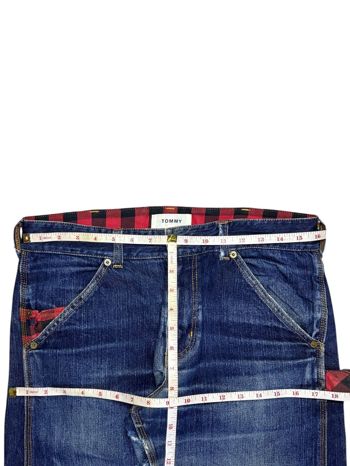 Tommy Hilfiger × Tommy Jeans Vintage Tommy Blue Wash Carpenter Distressed Loose Jeans Size US 32 / EU 48 - 13 Thumbnail
